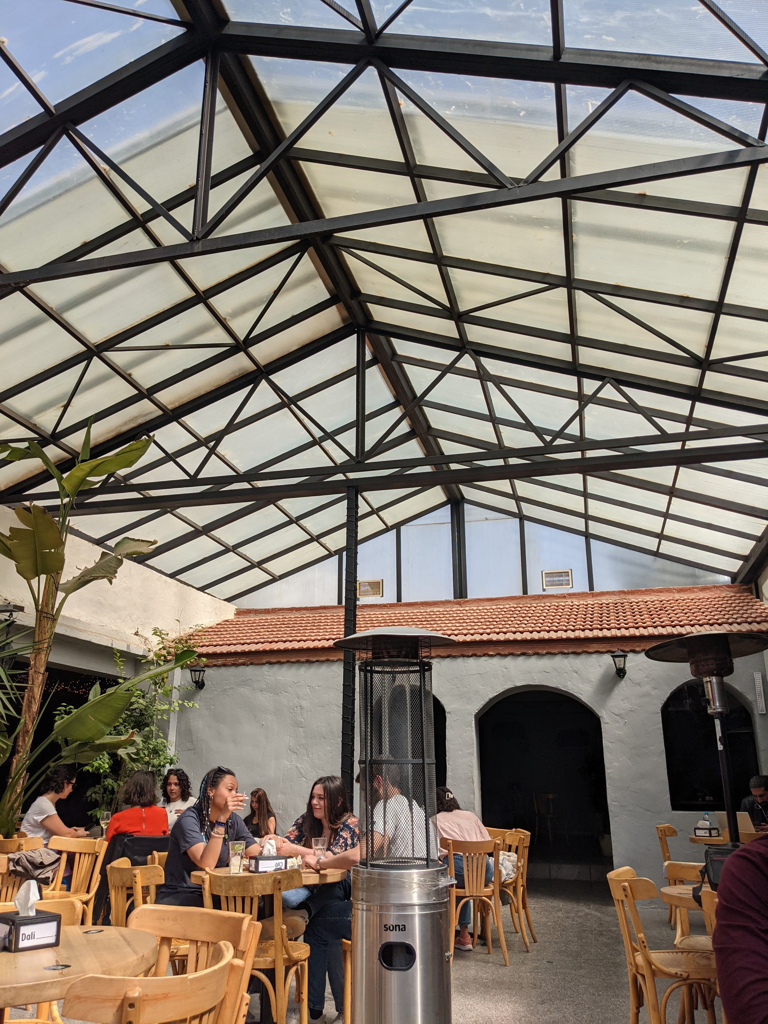 The Dali Cafe with its retractable Roof to which allows it to adapt to the weather and temperature throughout the day.. Amman Jordan