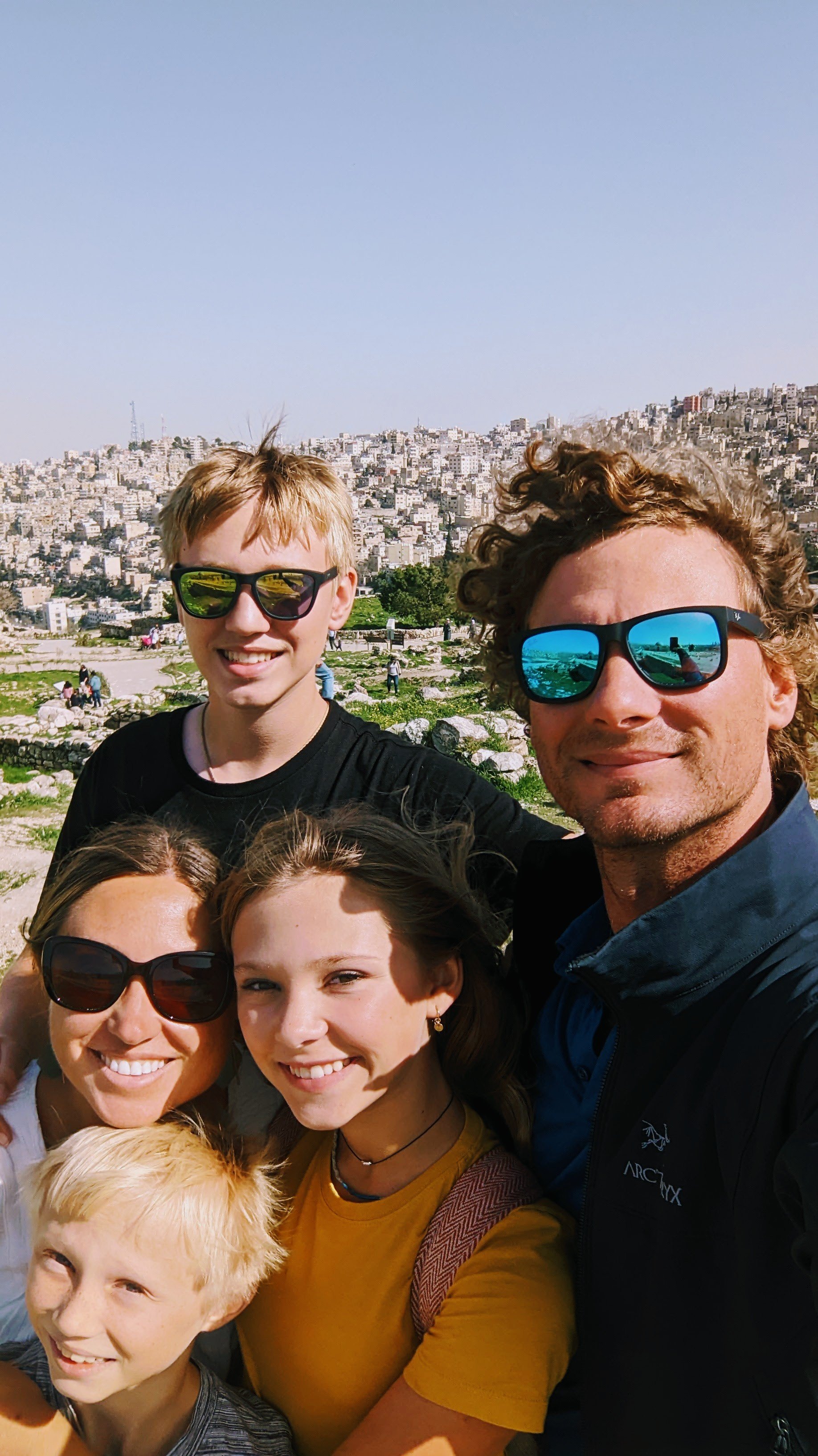 Selfie at the Temple of Heracles in Amman Jordan with the Jabal al Lweibdeh in the background
