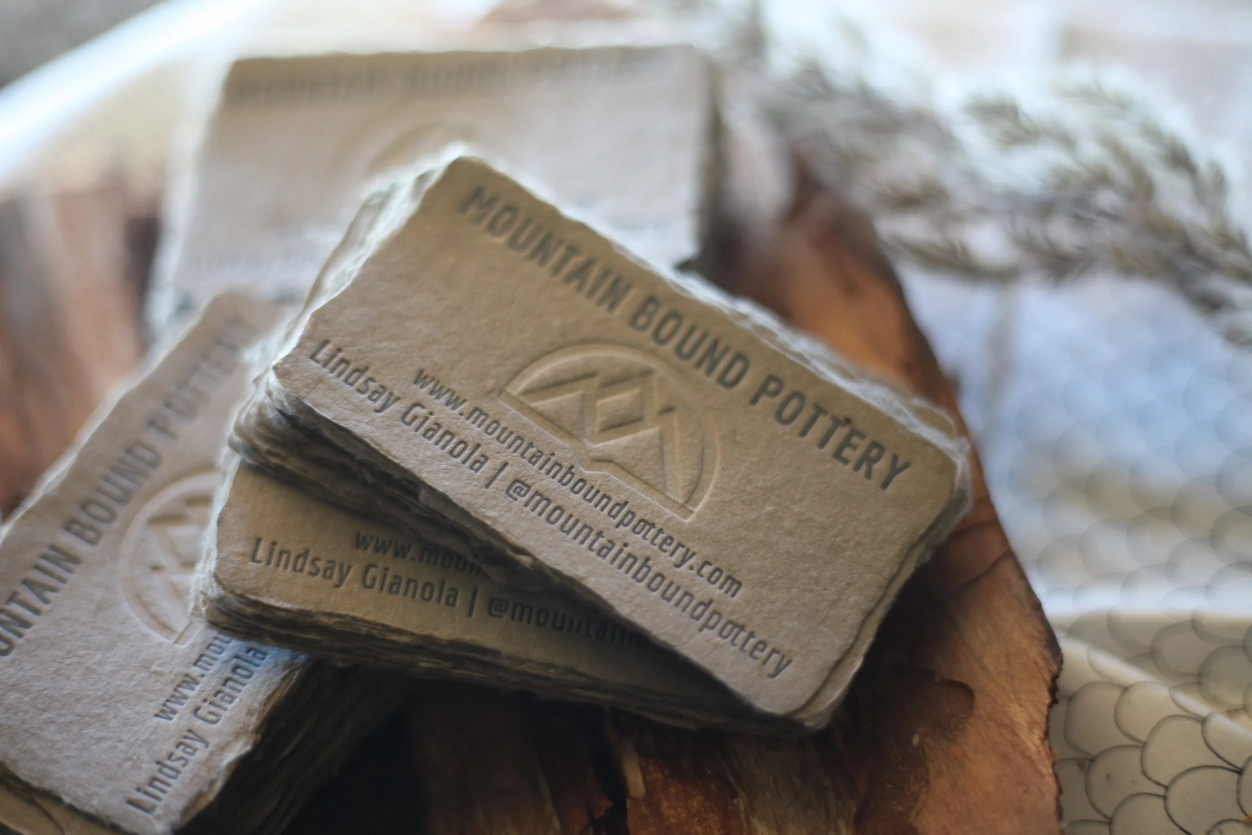 custom handmade paper business cards-full letterpress with blind press logo