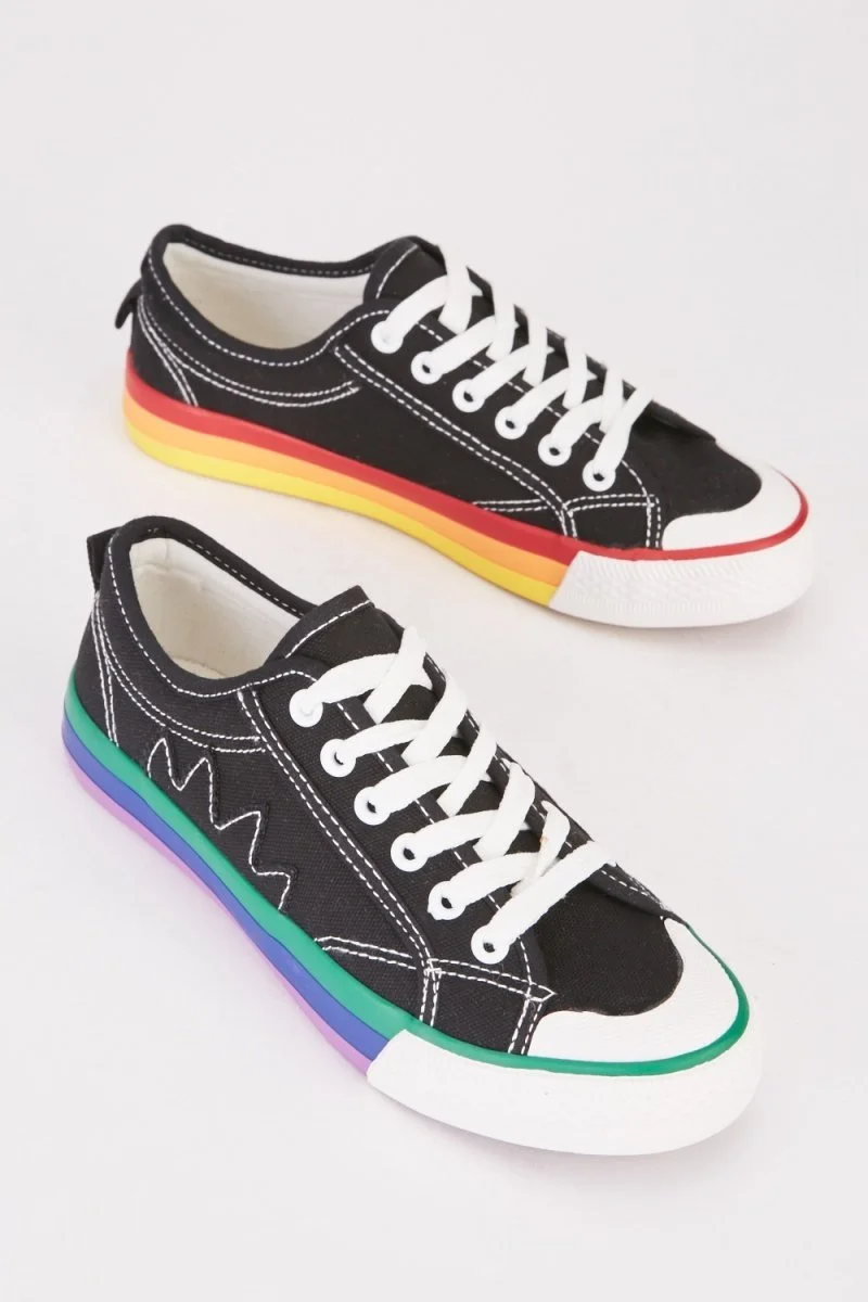 TONY RAINBOW STRIPED TRAINERS BLACK