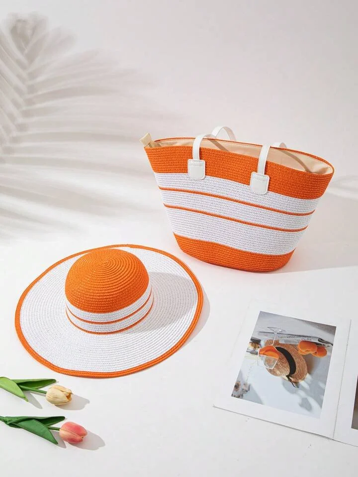 AURORA STRAW HAT & BAGS - 5 COLOURS