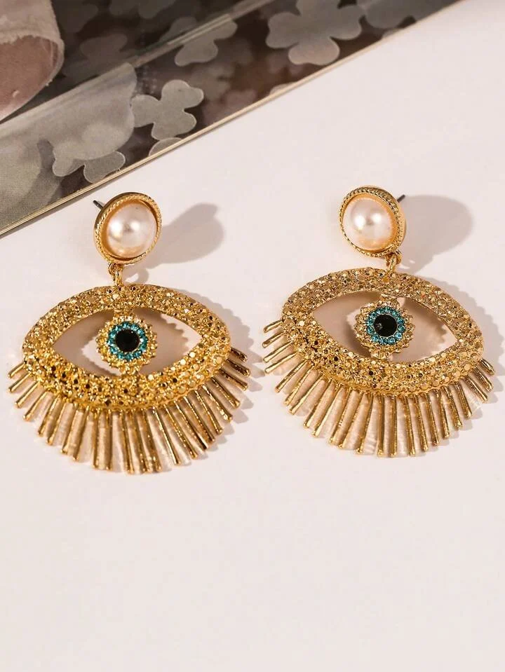 GOLD LUCKY EYE EARRINGS