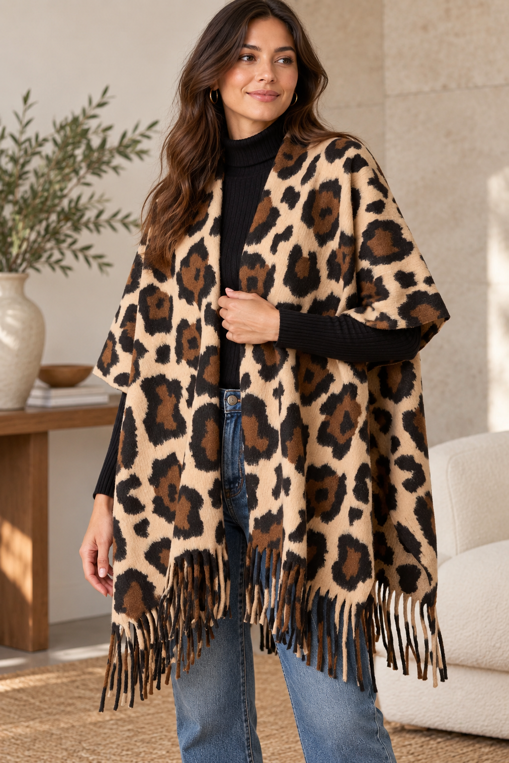 CAROL LEOPARD PRINT CAPE