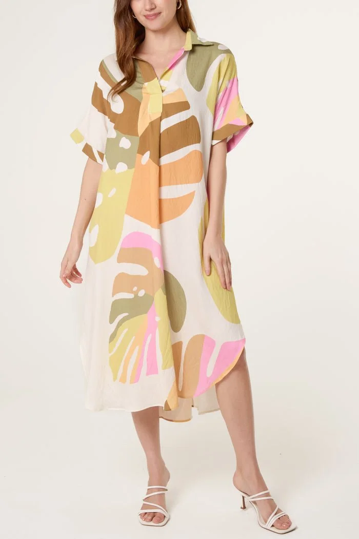 EVELYN ABSTRACT LEAF DRESS