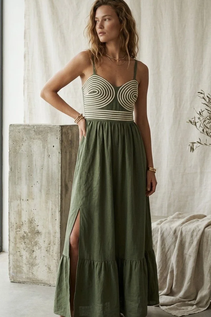 CAMI EMBROIDERED MAXI DRESS  - 5 COLOURS