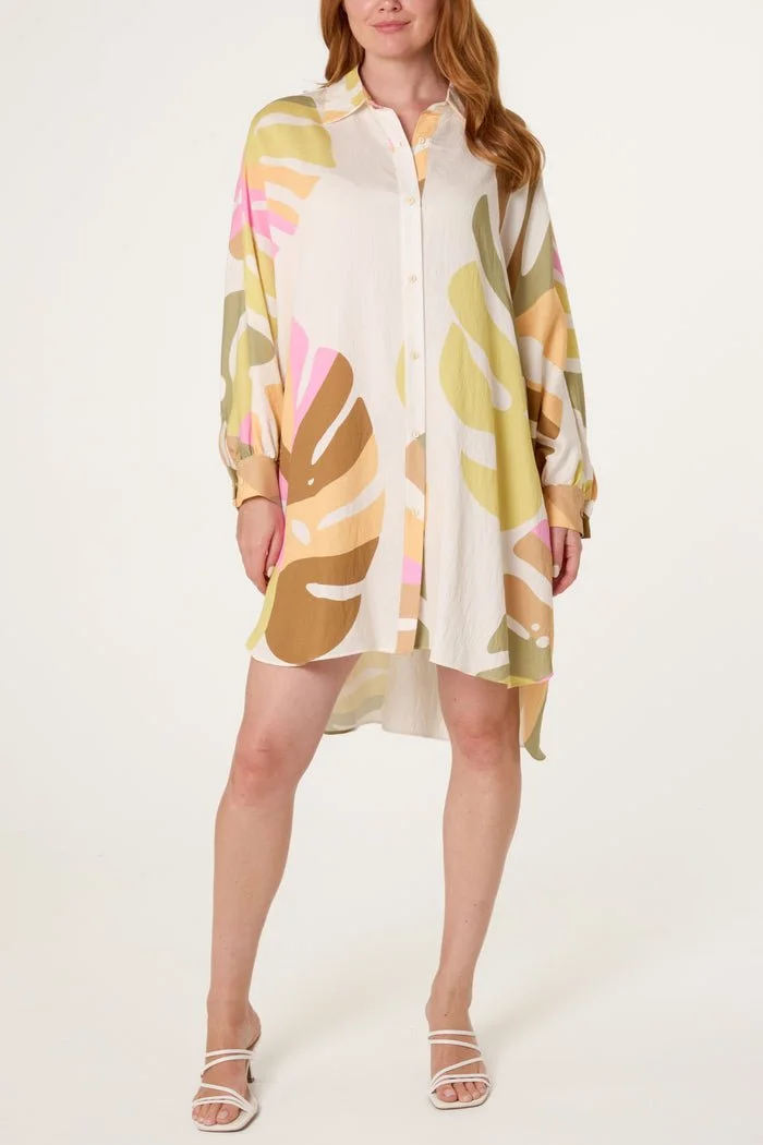 HARPER ABSTRACT LEAF SHIRT DRESS