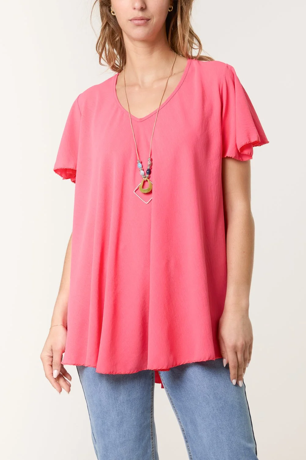 LEXI ANGEL SLEEVE NECKLACE TOP - 9 COLOURS