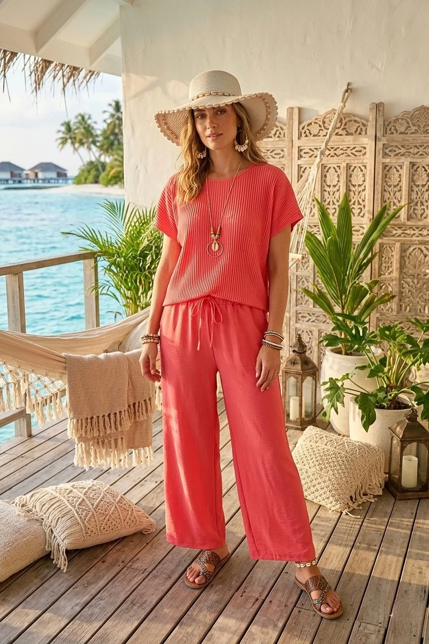 ZENA PLEATED TOP CO-ORD - 6 COLOURS