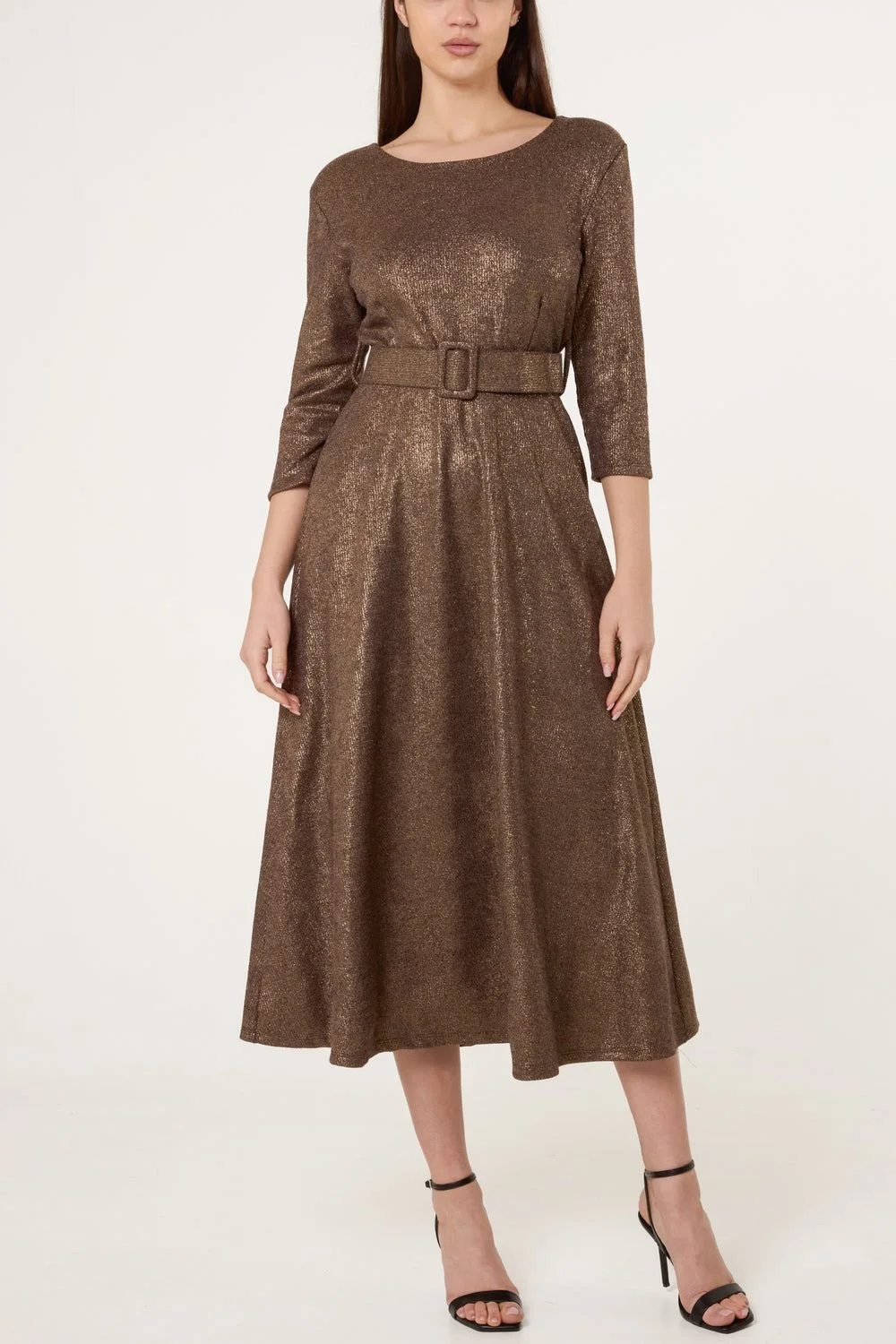 JOY SHIMMER BELTED DRESS - 2 COLOURS