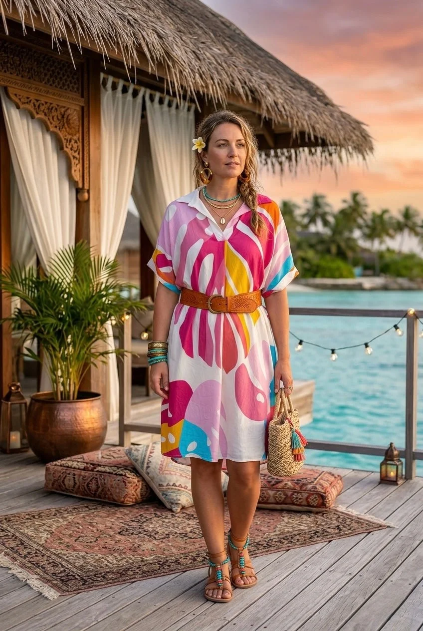 MINA ABSTRACT LEAF DRESS - 4 COLOURS