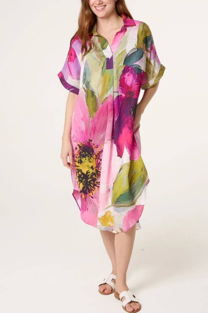 FLO WATERCOLOUR FLORAL DRESS
