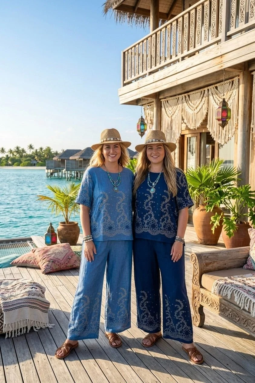 ANNA EMBROIDERED PRINTED LINEN CO-ORD - 2 COLOURS