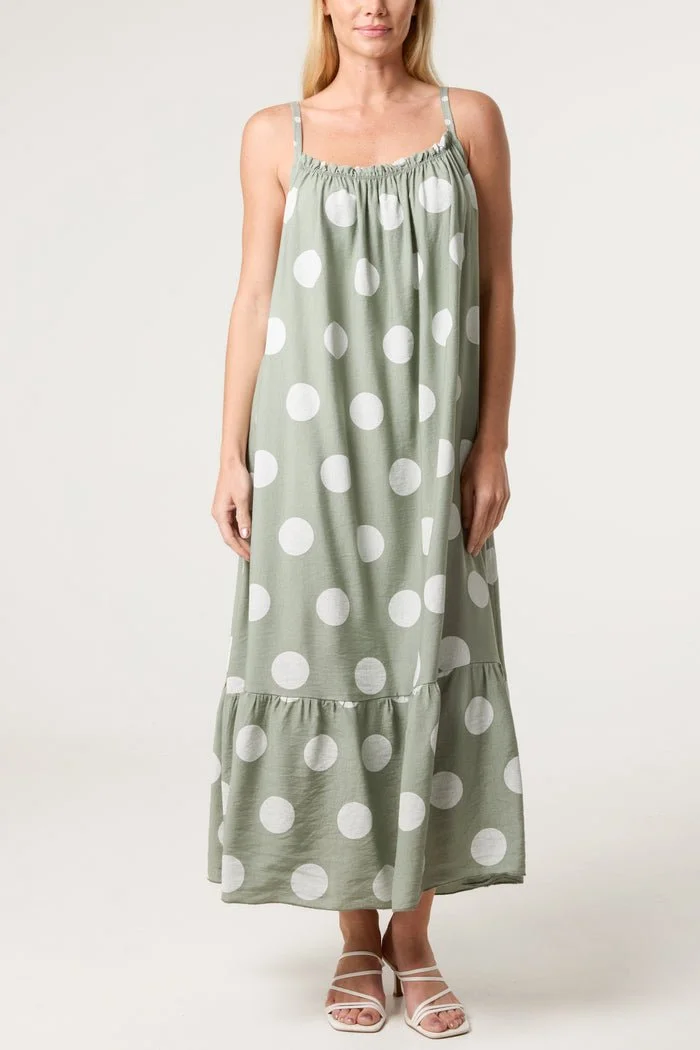 GLENA POLKA DOT CAMI MAXI DRESS - 8 COLOURS