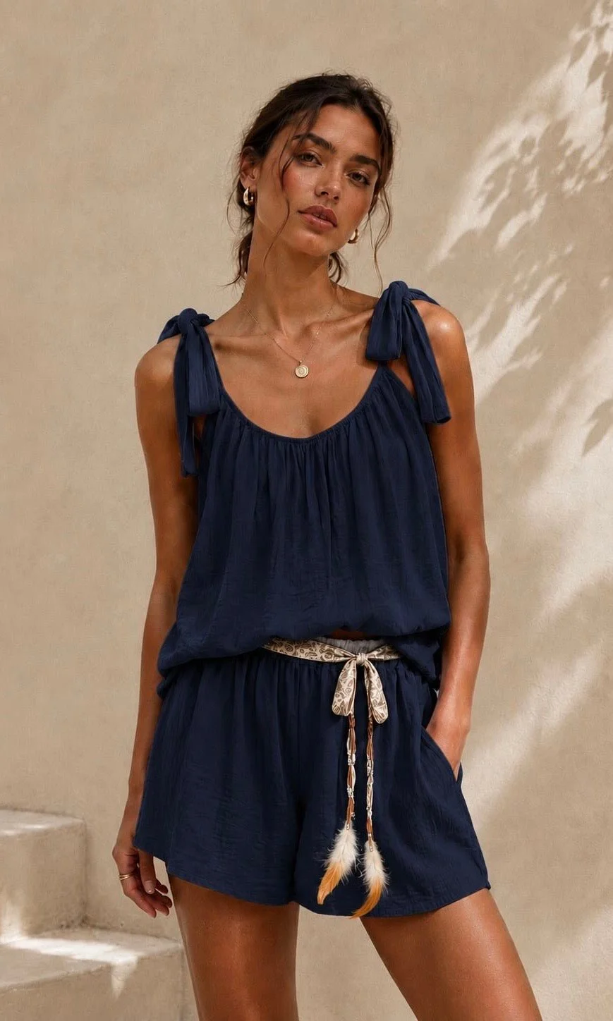 VIENNA TIE SHOULDER SHORT CO-ORD - 3 COLOURS