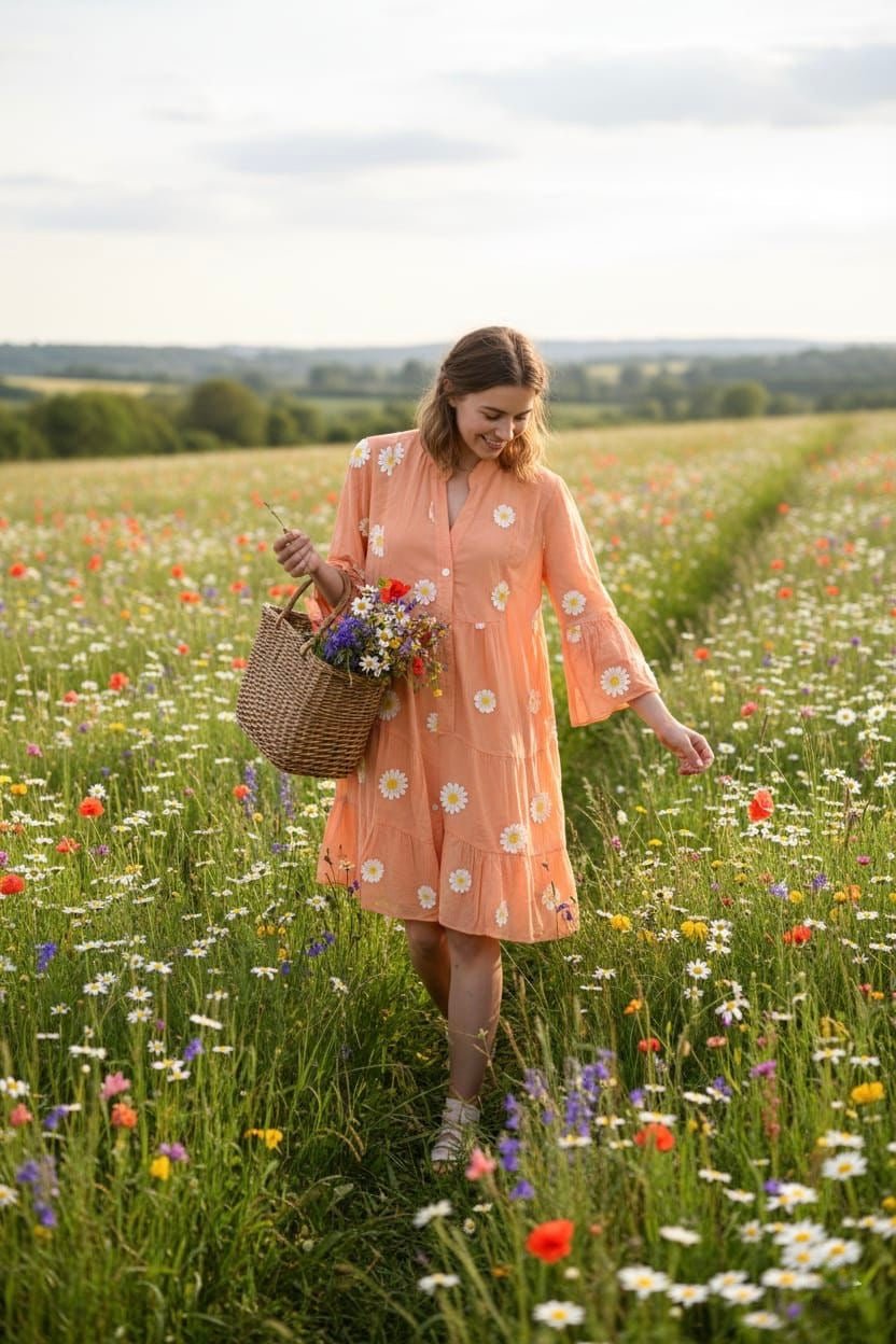 DAISY FLORAL COTTON DRESS - 7 COLOURS