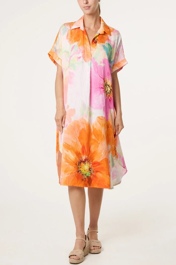 FLO WATERCOLOUR FLORAL DRESS