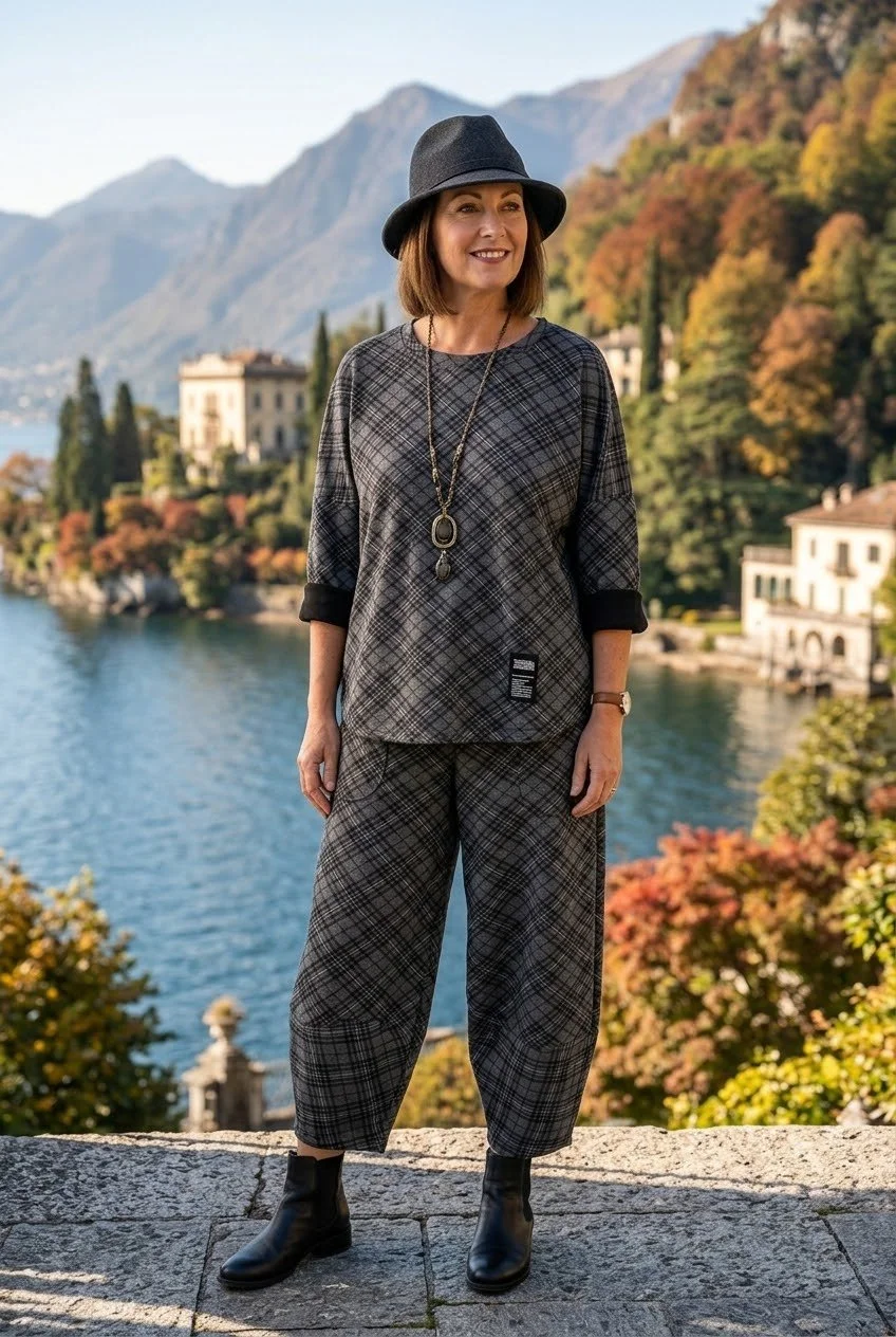 DENA CHECKED BARREL LEG SCUBA CO-ORD - 5 COLOURS