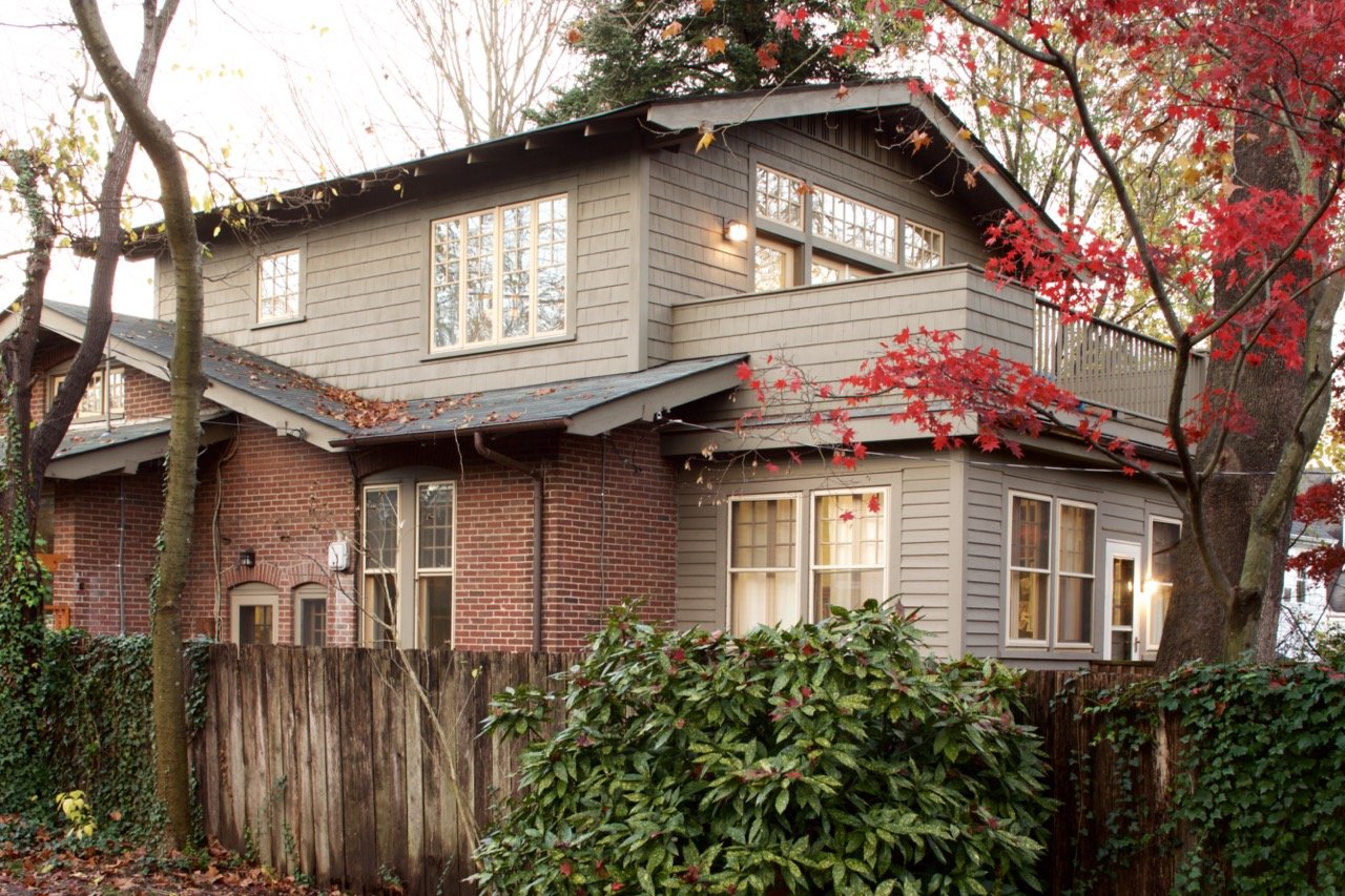 Exterior of house designed by Charlottesville, Virginia architect, Liz Sloan.
