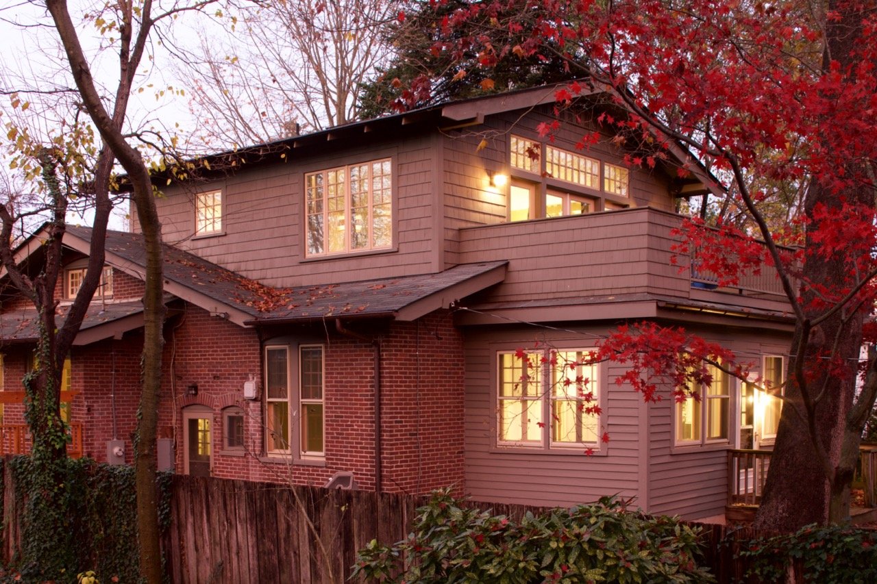 Exterior of house designed by Charlottesville, Virginia architect, Liz Sloan.