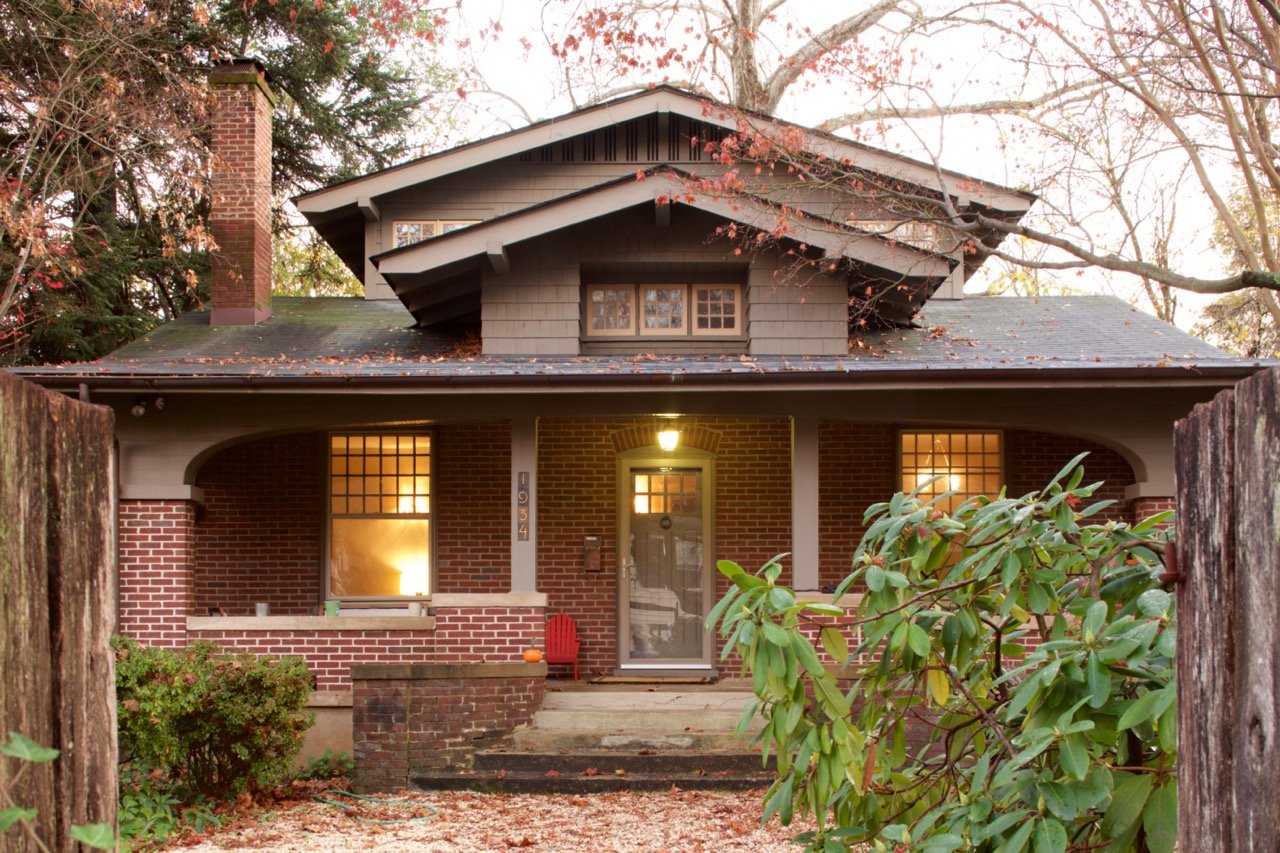 Exterior of house designed by Charlottesville, Virginia architect, Liz Sloan.