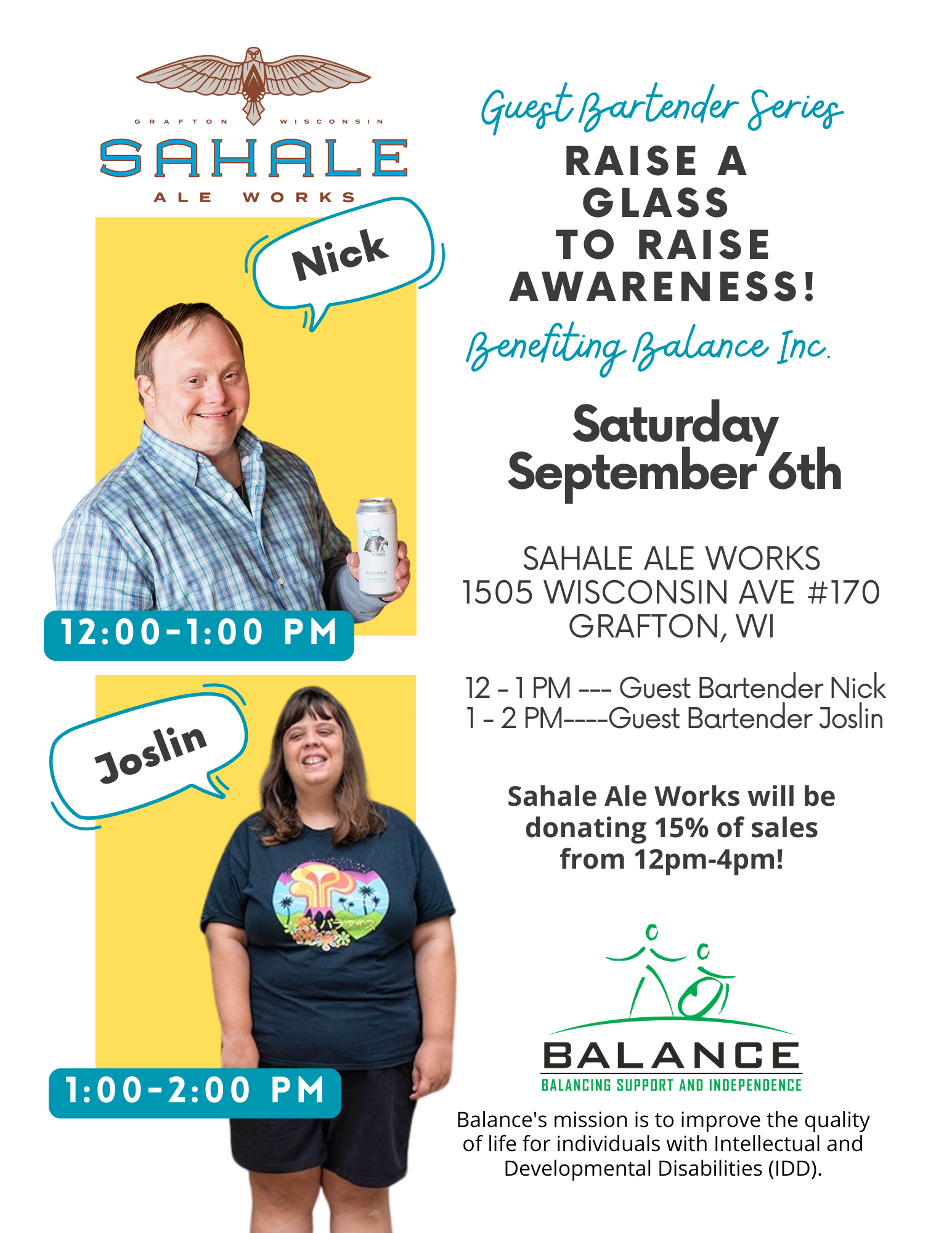 PAST EVENT Drink to Donate with Guest Bartenders at Sahale Ale Works