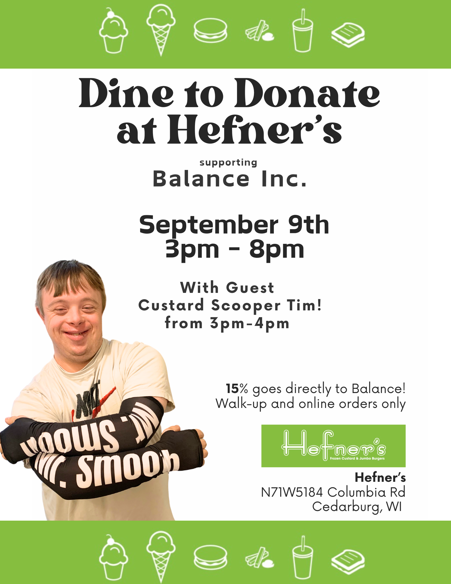 Dine to Donate with Guest Custard Scooper at Hefner's