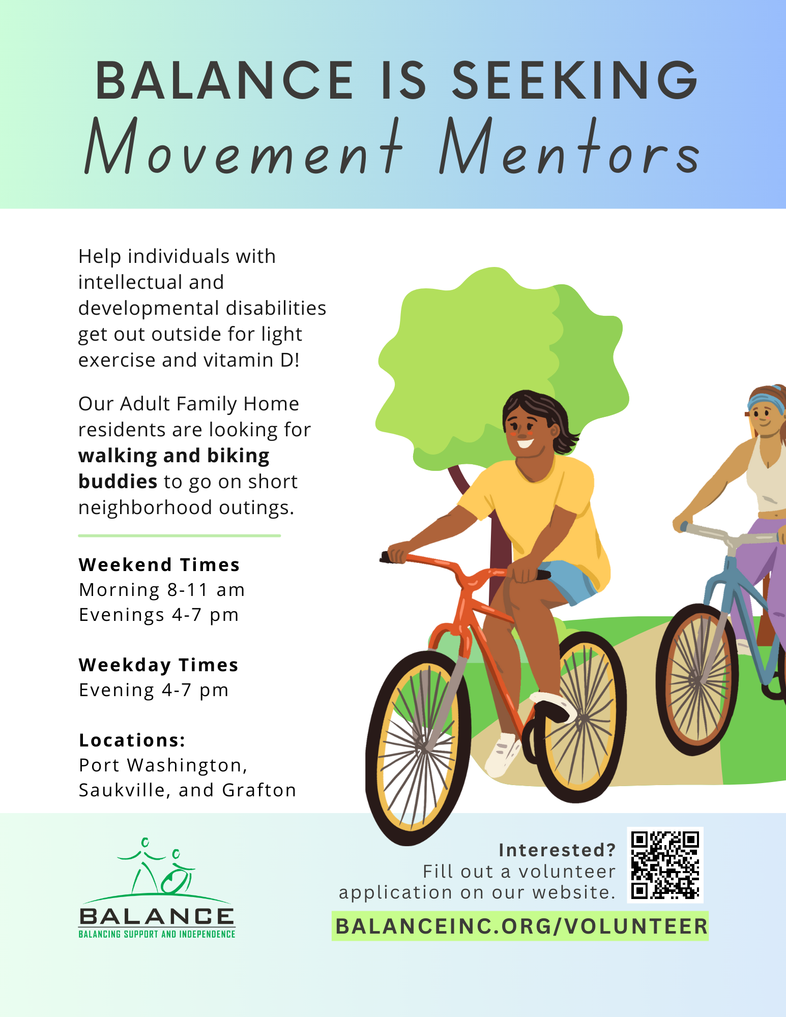 Volunteer Opportunities — Balance - Supporting individuals with ...