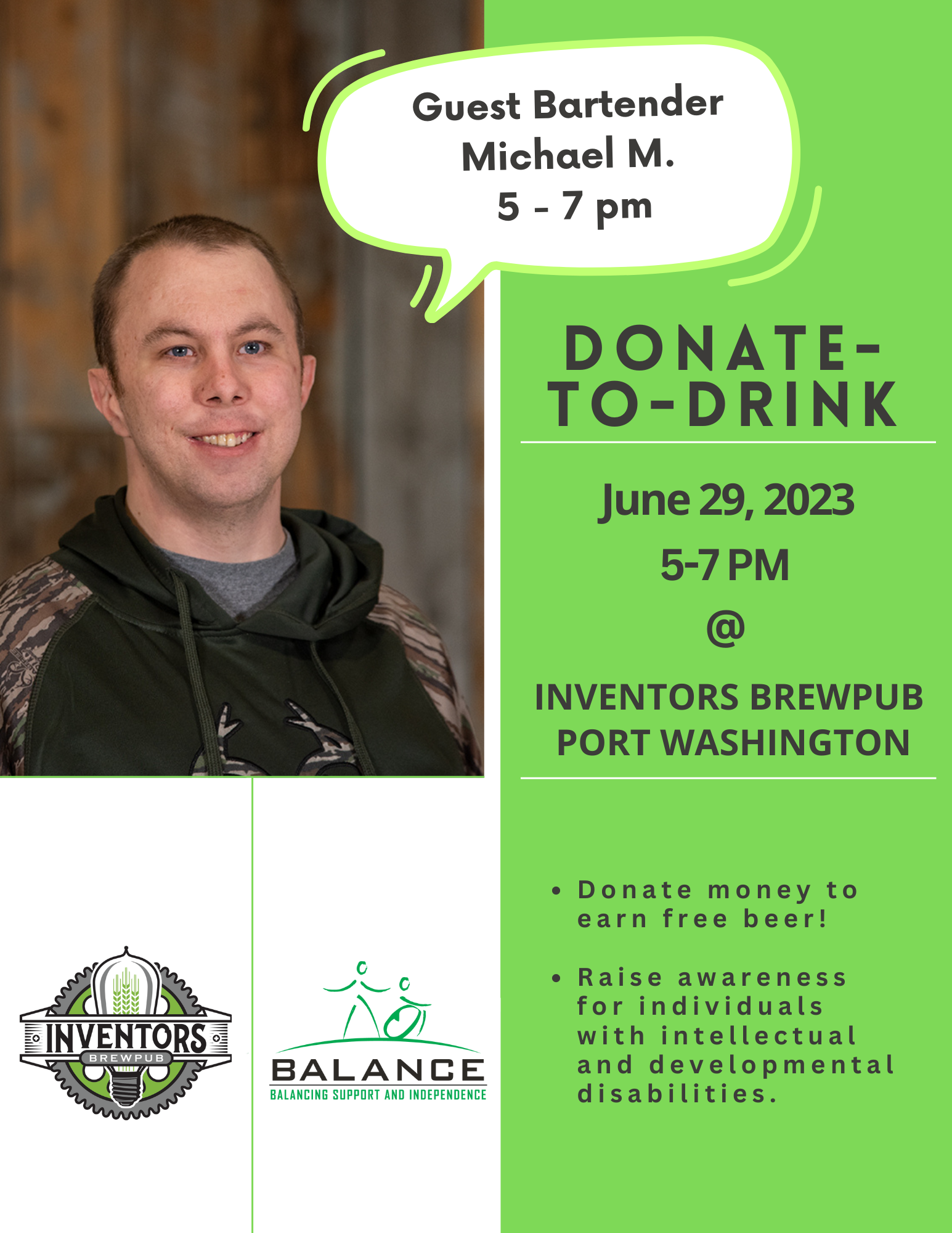 PAST EVENT - Donate to Drink at Inventors Brewpub w/ Guest Bartender ...