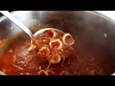 Simmered Calamari In Red Sauce