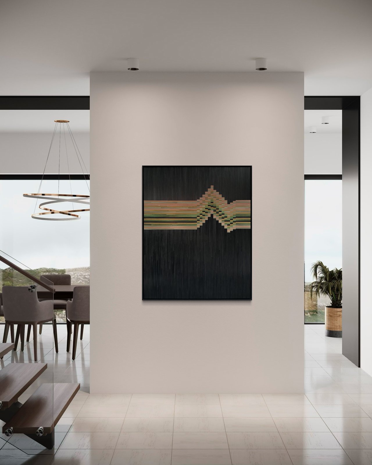 'Just a Moment' in a luxury modern home, where its interplay of light and texture enhances the refined interior with a sculptural presence.
