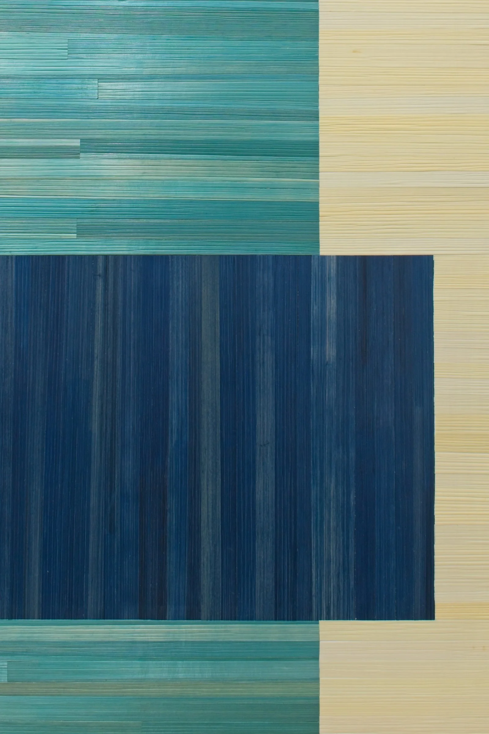 Close up detail view of straw marquetry artwork highlighting the texture of the artwork.