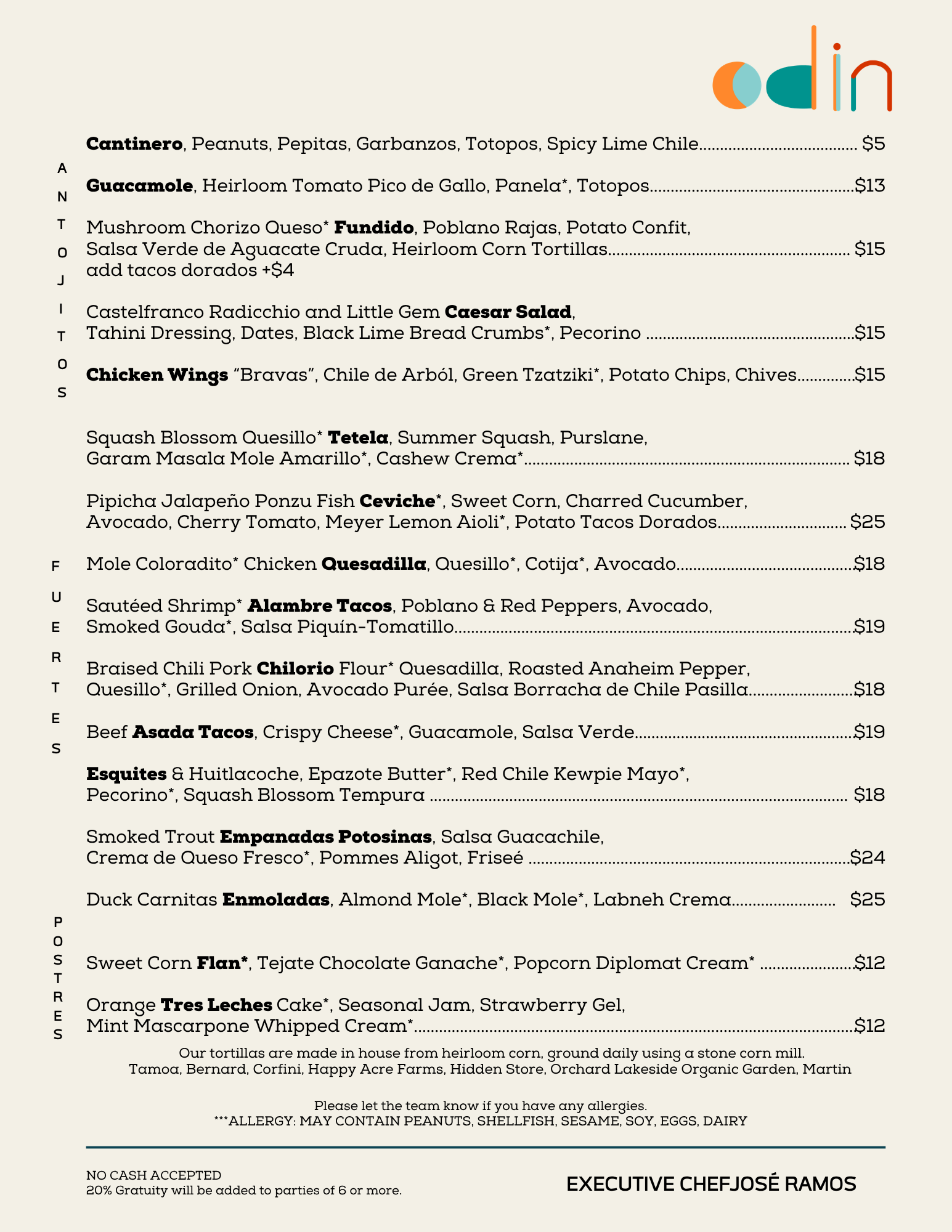 Odin Food Menu