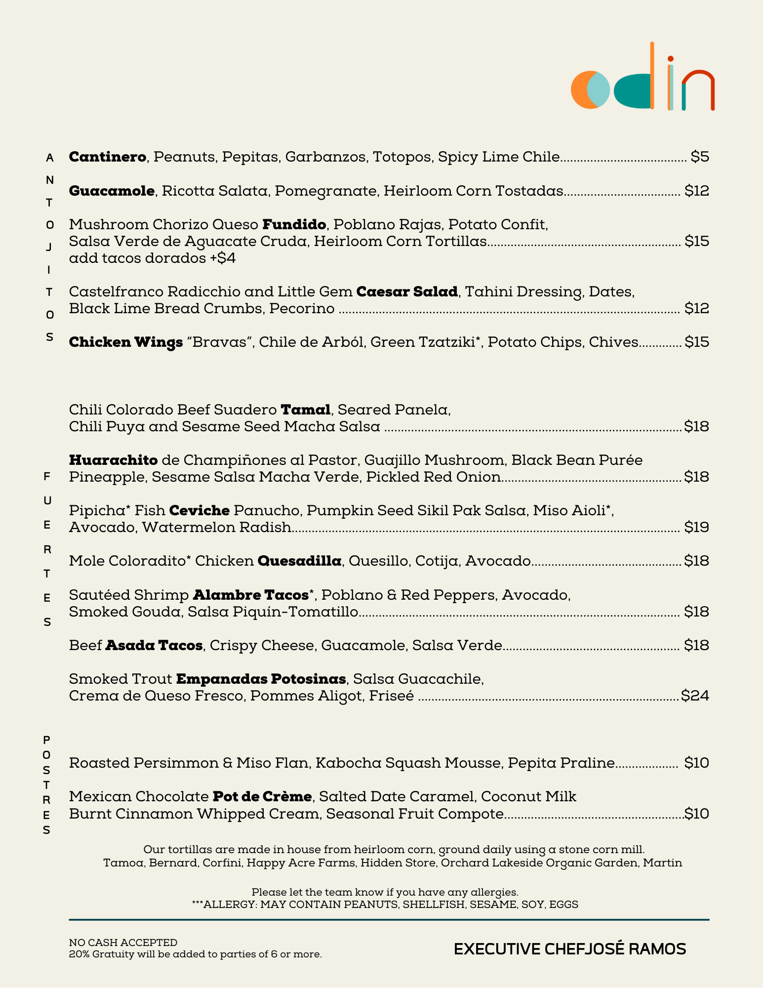 Odin Mezcaleria food menu