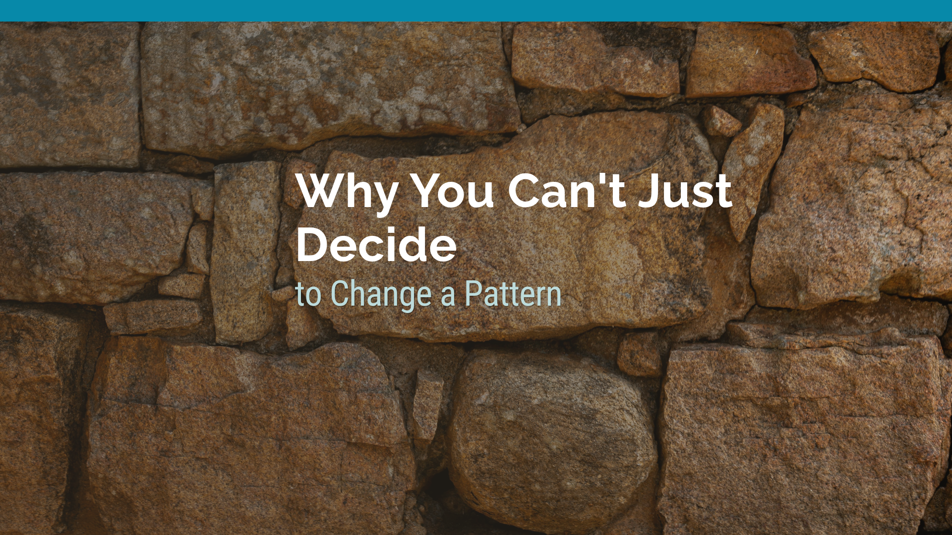 The Architecture: Why You Can't Just Decide to Change a Pattern