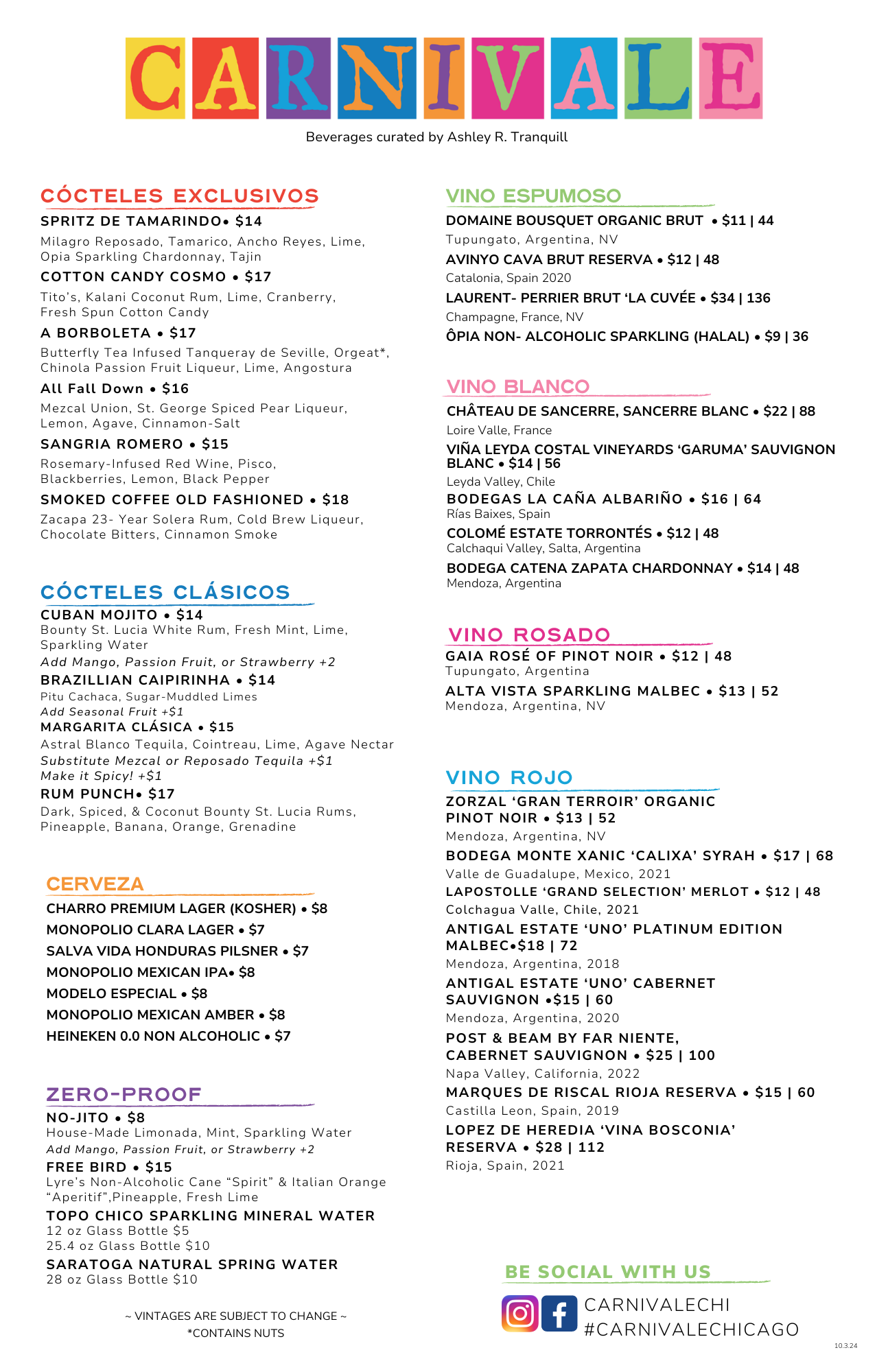 Menu — Carnivale Restaurant