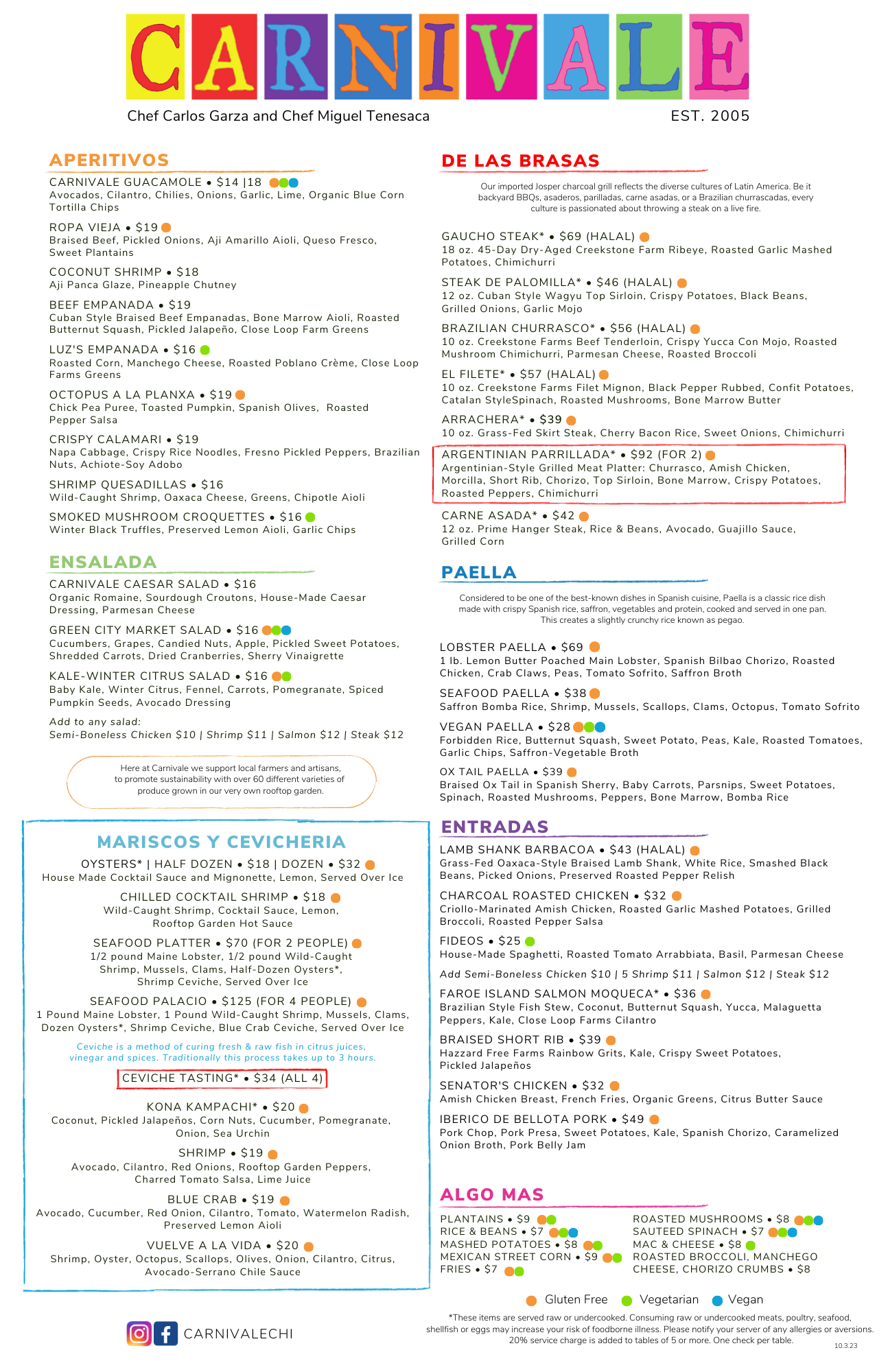 Menu — Carnivale Restaurant
