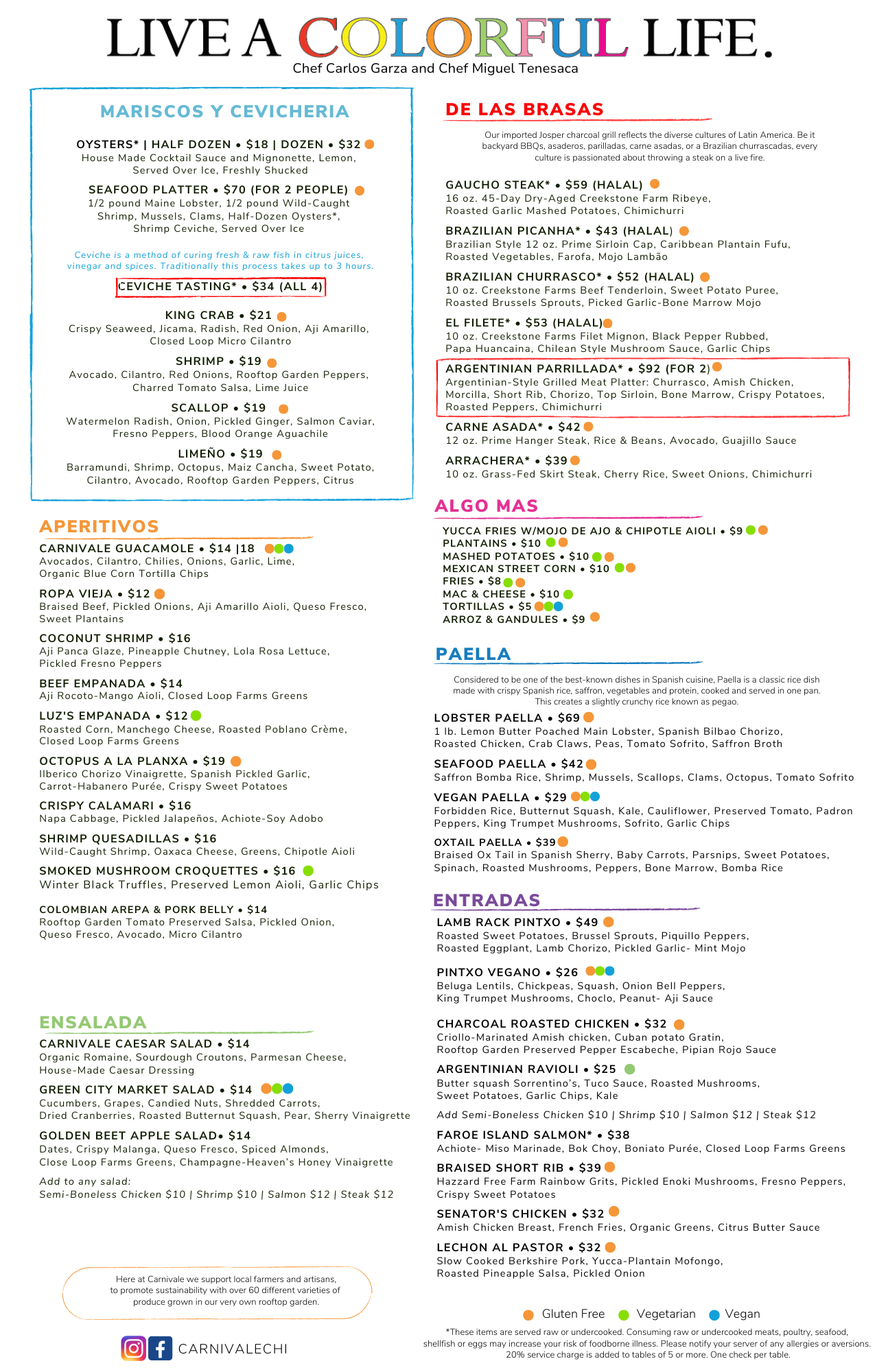 Menu — Carnivale Restaurant