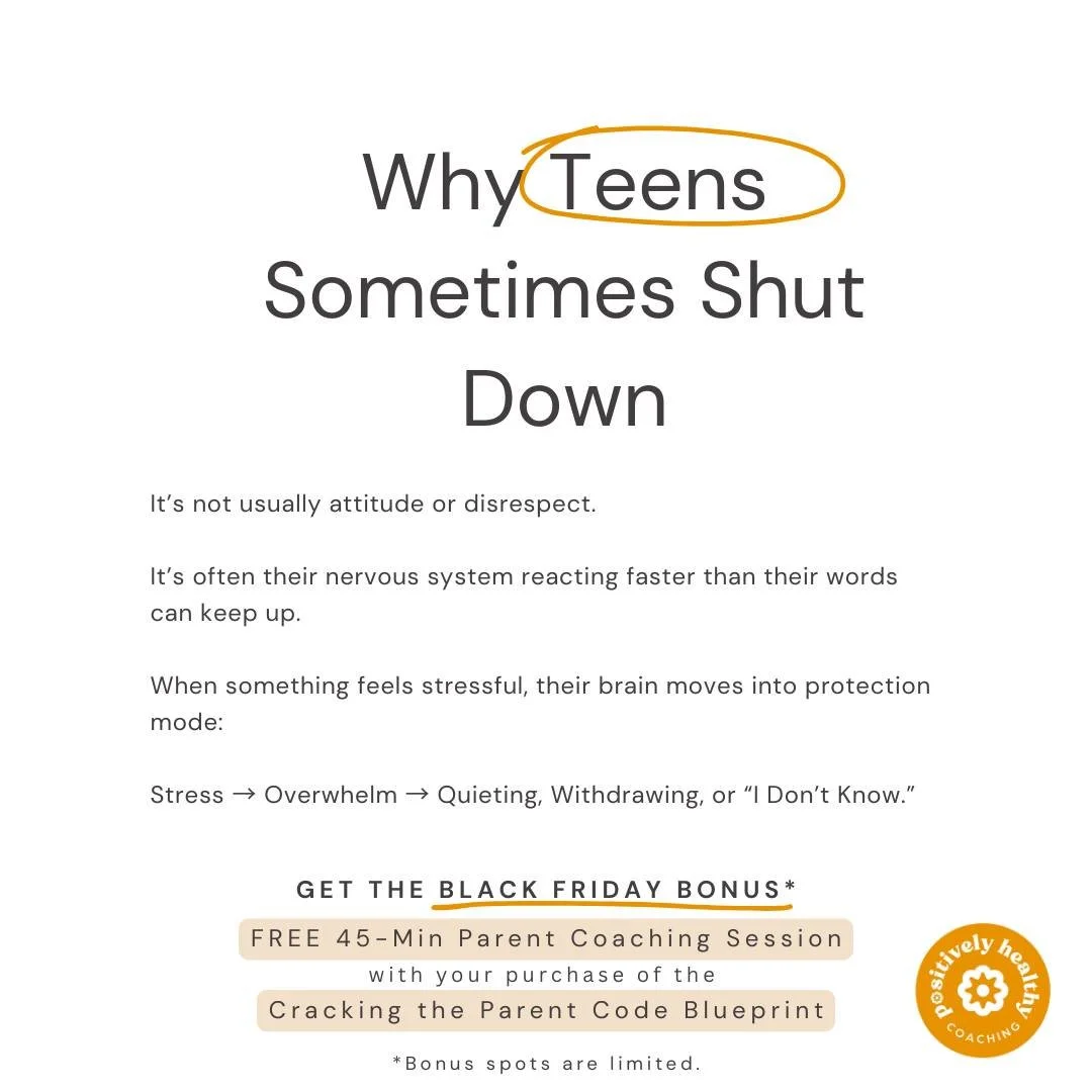 If your teen goes quiet, withdraws, or suddenly says &ldquo;I don&rsquo;t know,&rdquo; it can feel confusing or even personal. But for many teens, shutdown is just overwhelm.
Their brain reacts faster than their words can keep up.
It&rsquo;s not disr