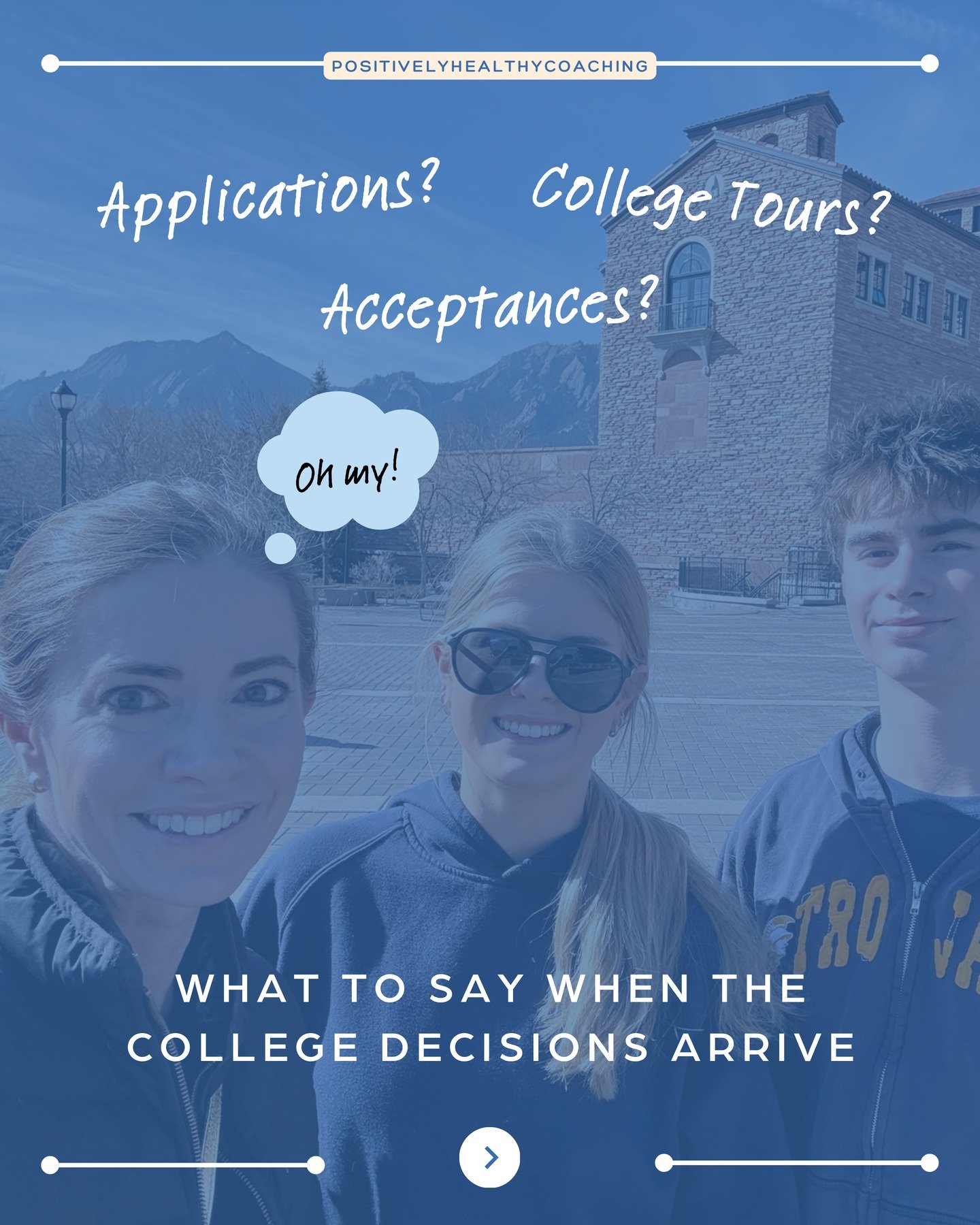 College decision season is here 🥳

➡️ Swipe for what to say (and what not to say) when decisions start rolling in.

___

Need a little extra support in this season?

That's exactly why I'm here. In my 90 minute coaching call, we&rsquo;ll focus on on