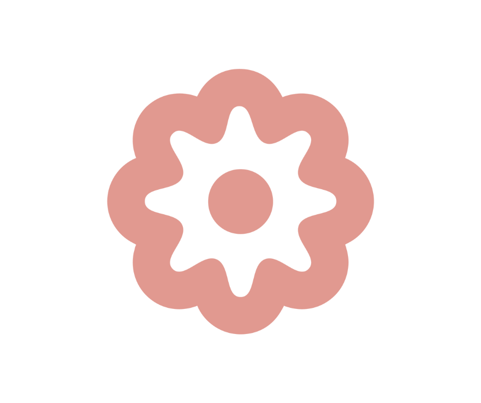 Pink gear icon with rounded edges