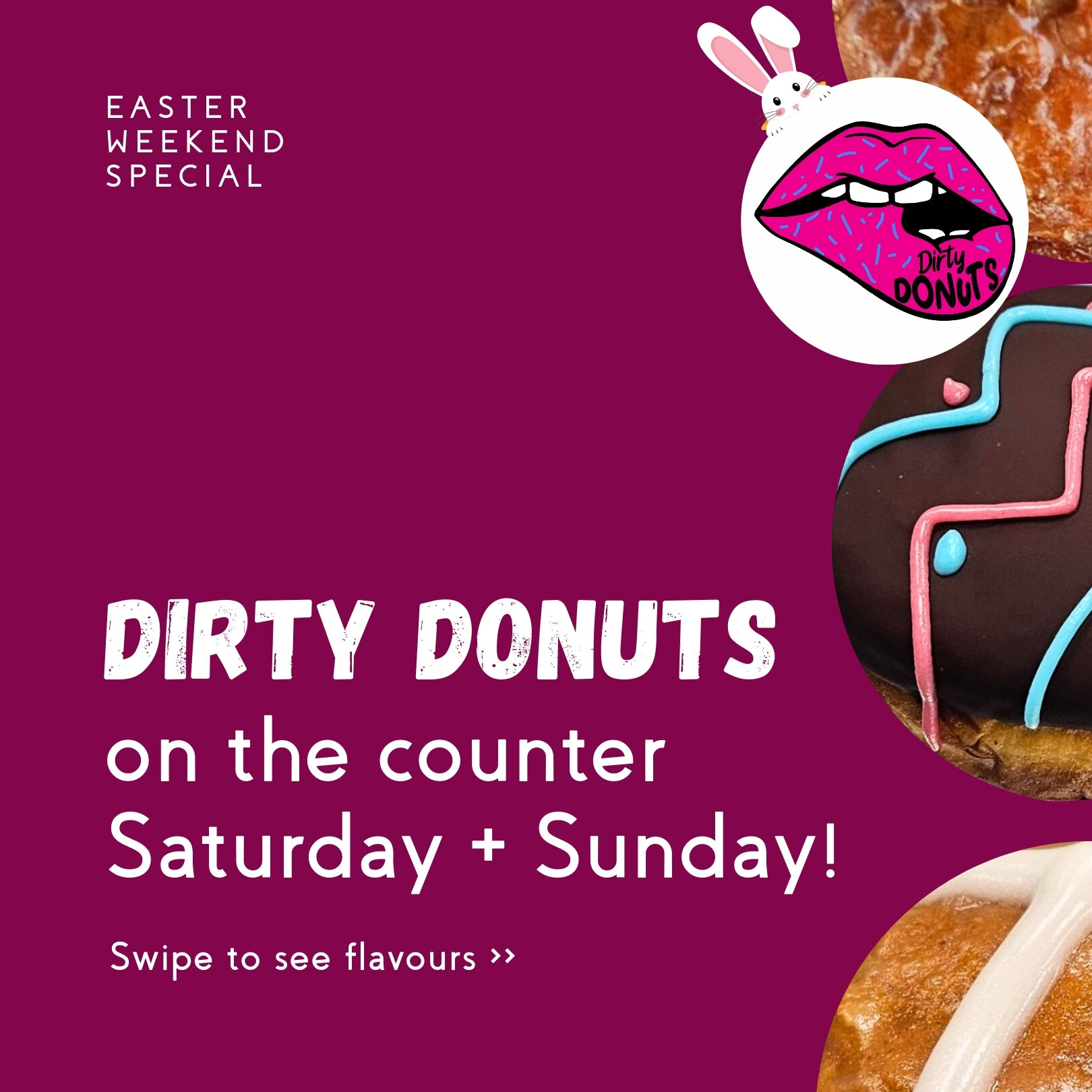 Naughty Easter Treats from @dirtydonutsnz this weekend! 🍩😻

Feeling like a little devilish sweet this Easter? Pop into @glasshousecafe where you'll find three special flavours to choose from...

🍫 Chocolate &amp; Caramel
🍪 Hot Cross Biscoff
🍎 Ap