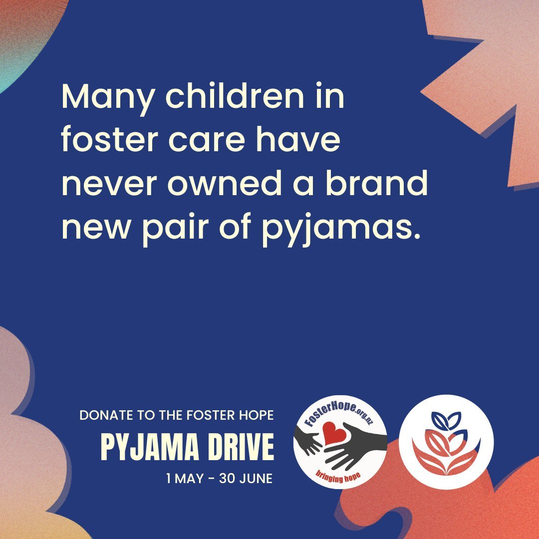 We continue to proudly be a drop off point for @Foster Hope - Wellington  Donations ❤️ 🖐

And this year we encourage you to bring in new pyjama sets  to help children sleep well as the temperatures start to drop over winter. Please don't forget to c
