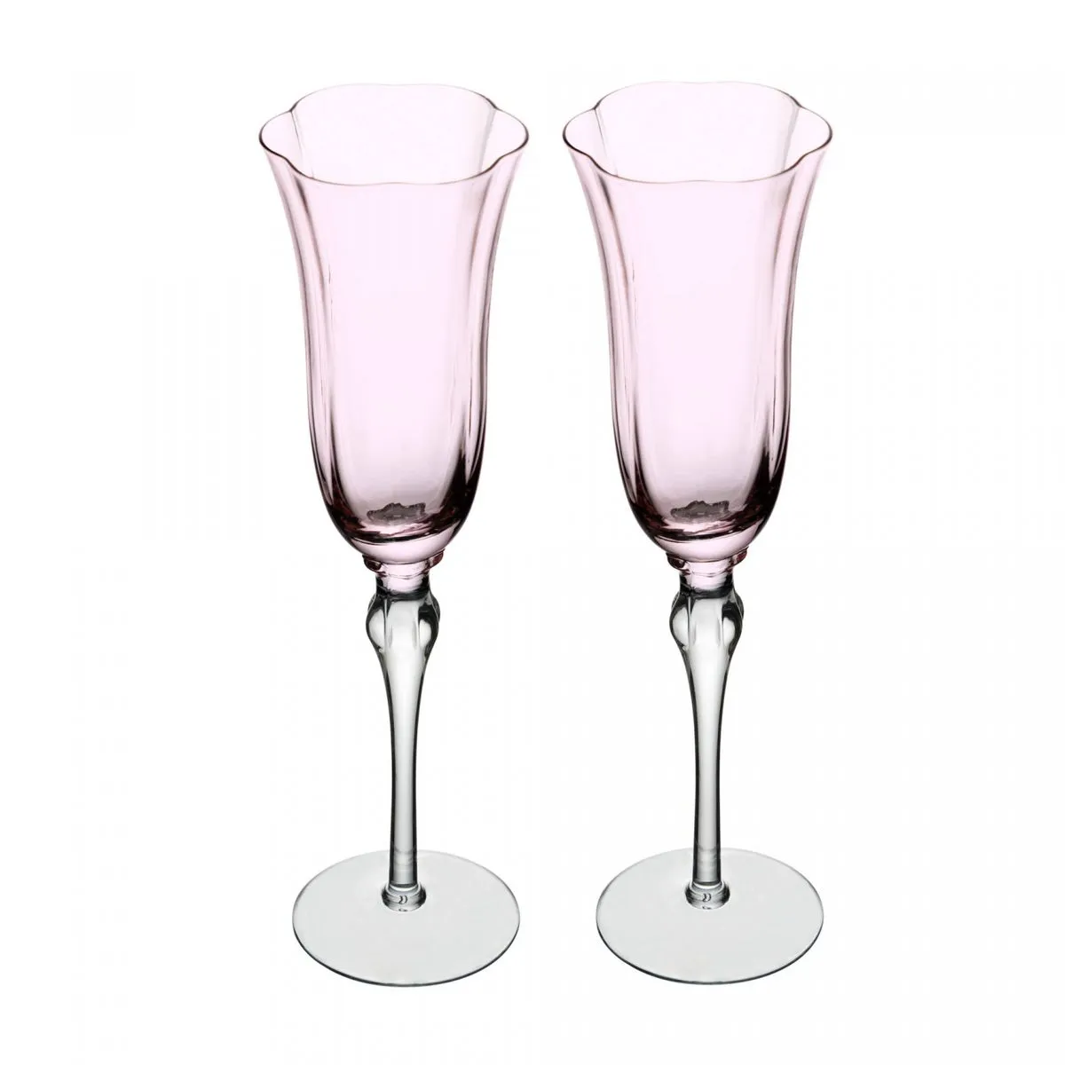 TAÇA VIDRO FLOR ROSA CHAMPAGNE 06 UN  l  R$852,00