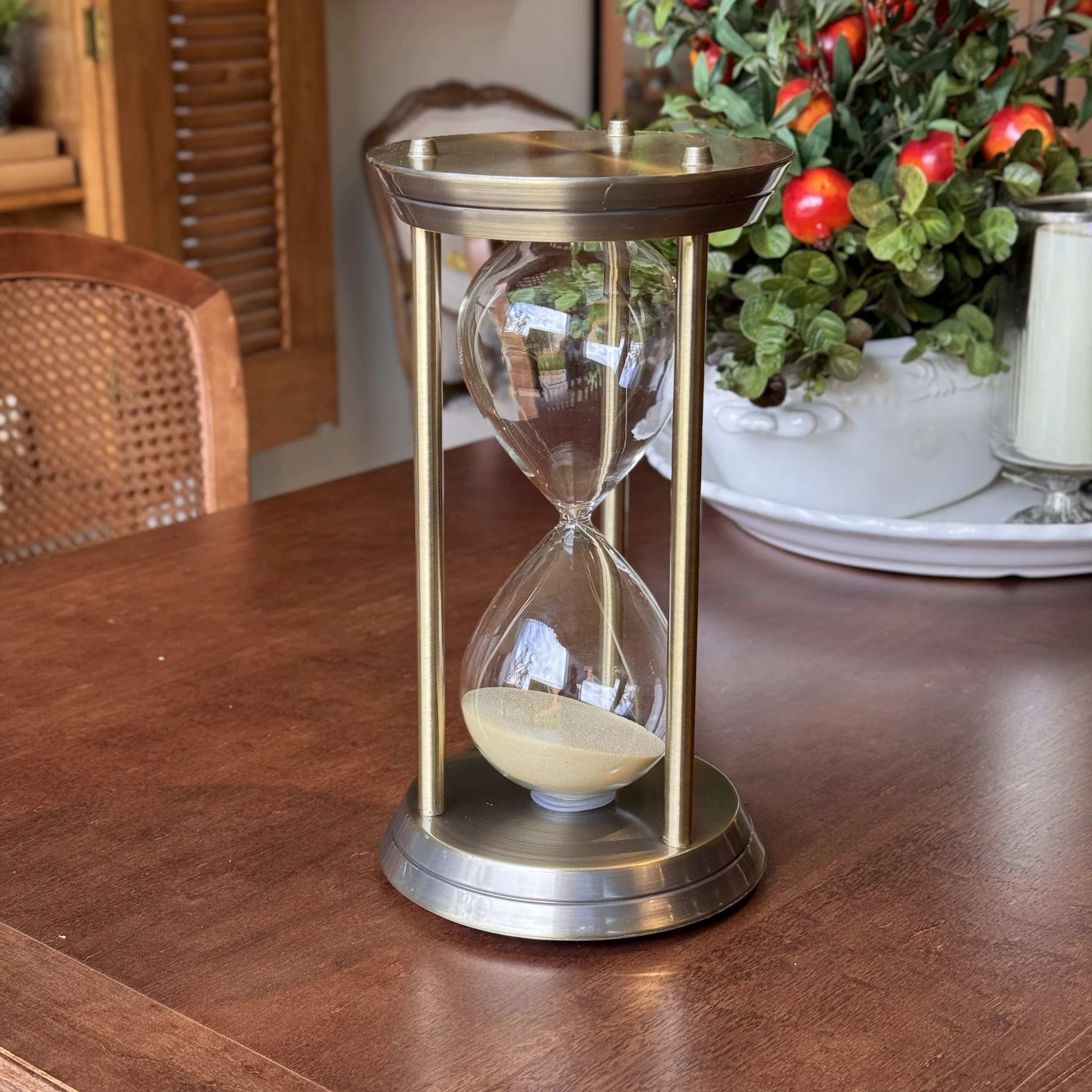AMPULHETA EM METAL BRONZE 60MIN | R$ 1.007,00	