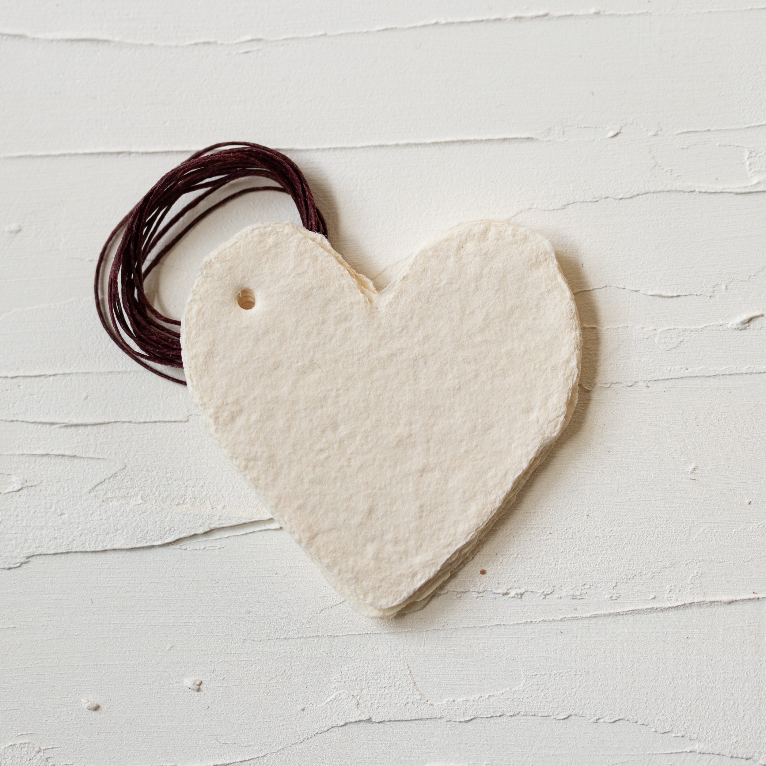 Petite White Handmade Paper Heart Gift Tags — Oblation Papers & Press