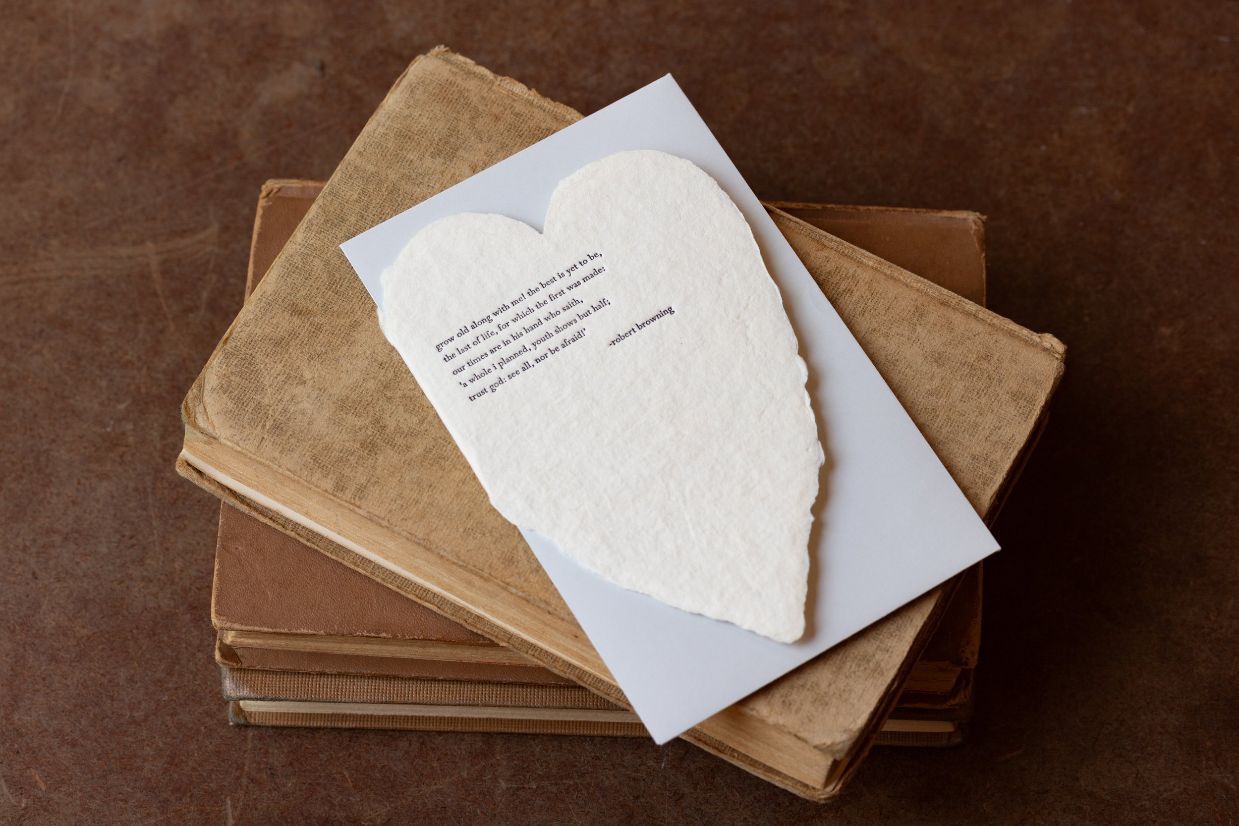 Robert Browning Quote Handmade Paper Letterpress Deckled Heart Card -  oblation papers & press
