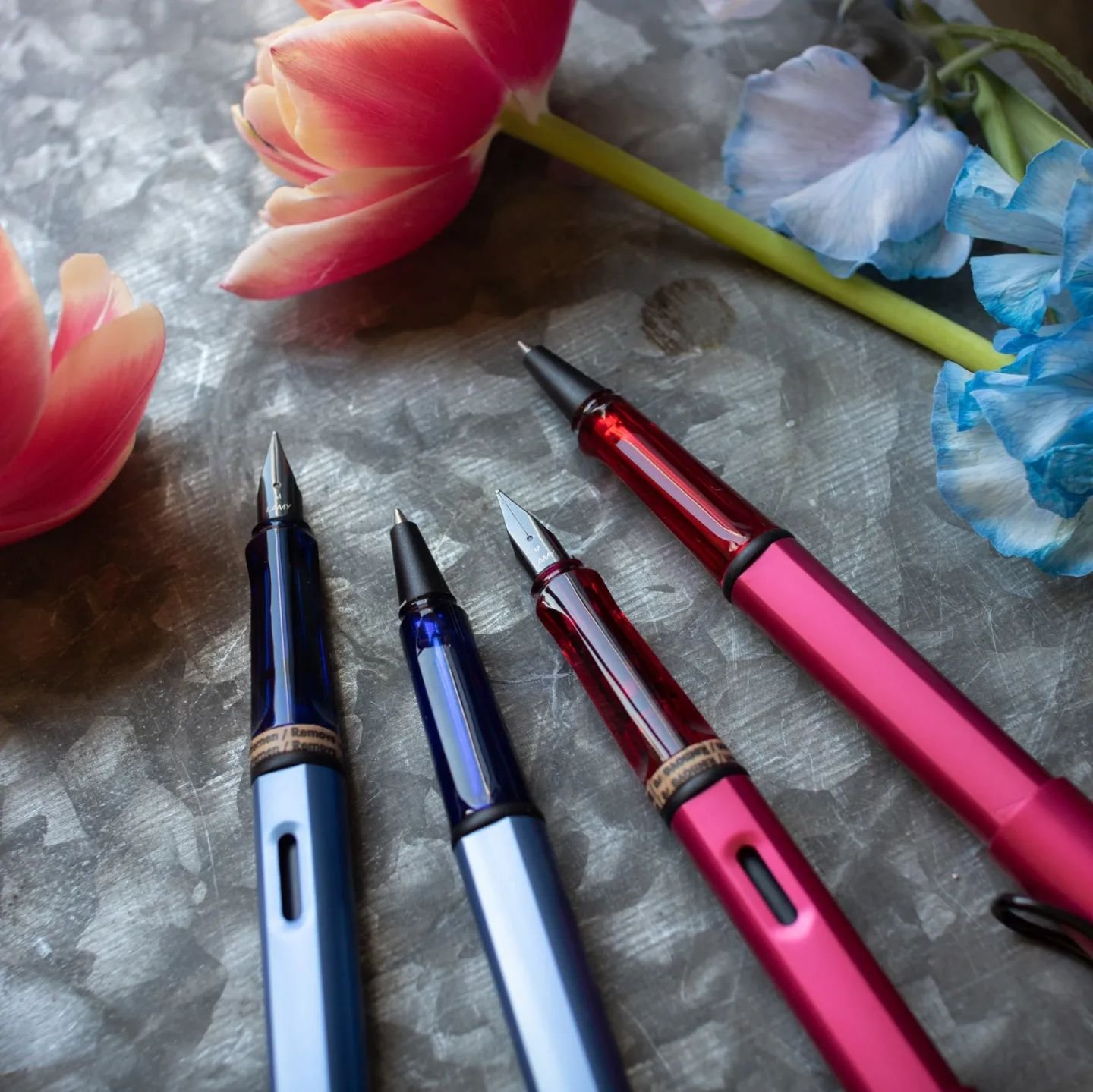 The spring fountain pen releases are flowing in! Visit our store to see the newest offerings and test out these beautiful pens in person.
🌿 @lamy_global Al-Star Firey and Aquatic are here, in fountain pen and rollerball styles.
🌿 @twsbi Eco Caff&ea