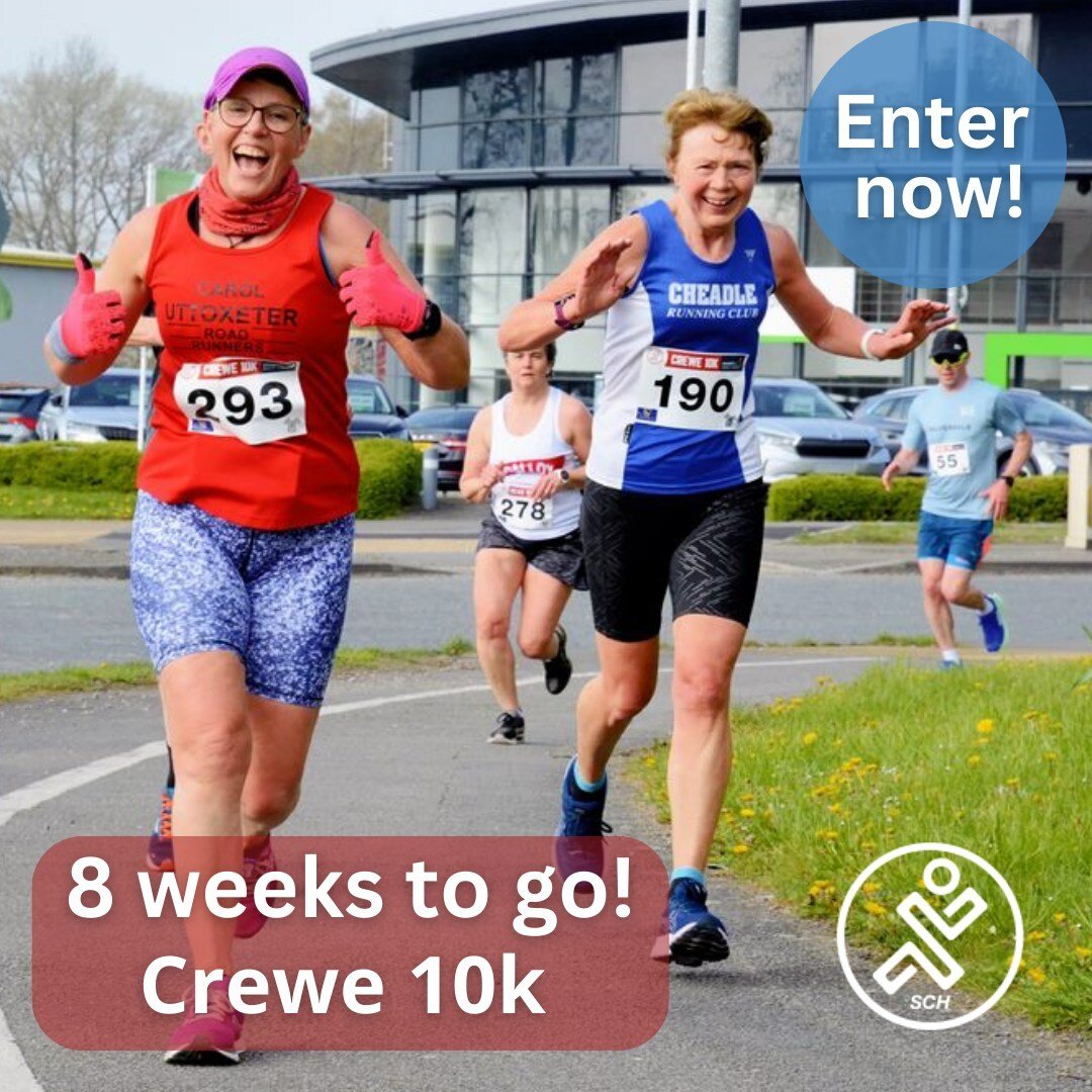 Only 8 weeks to go until the #Crewe10k 😱  have you secured your place yet? This race SOLD OUT last year so to avoid disappointment, register your place now. 

Taking place on Sunday 31st March, this race is a flat, fast course perfect for chasing a 