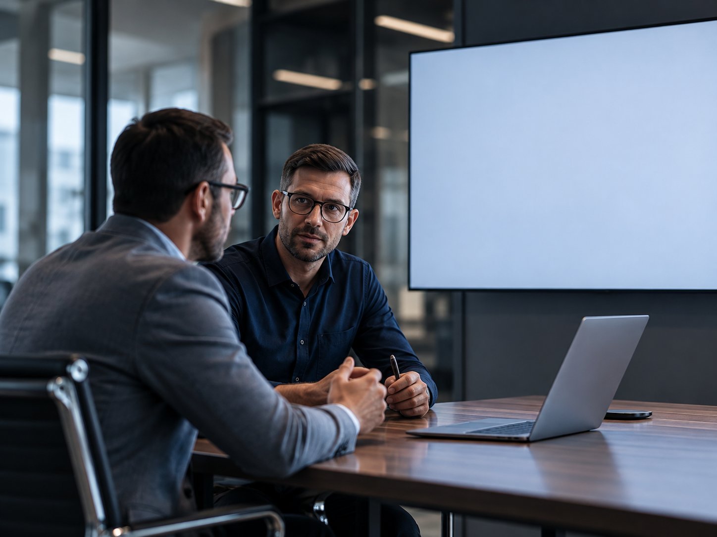 Two technology advisers discussing client priorities.