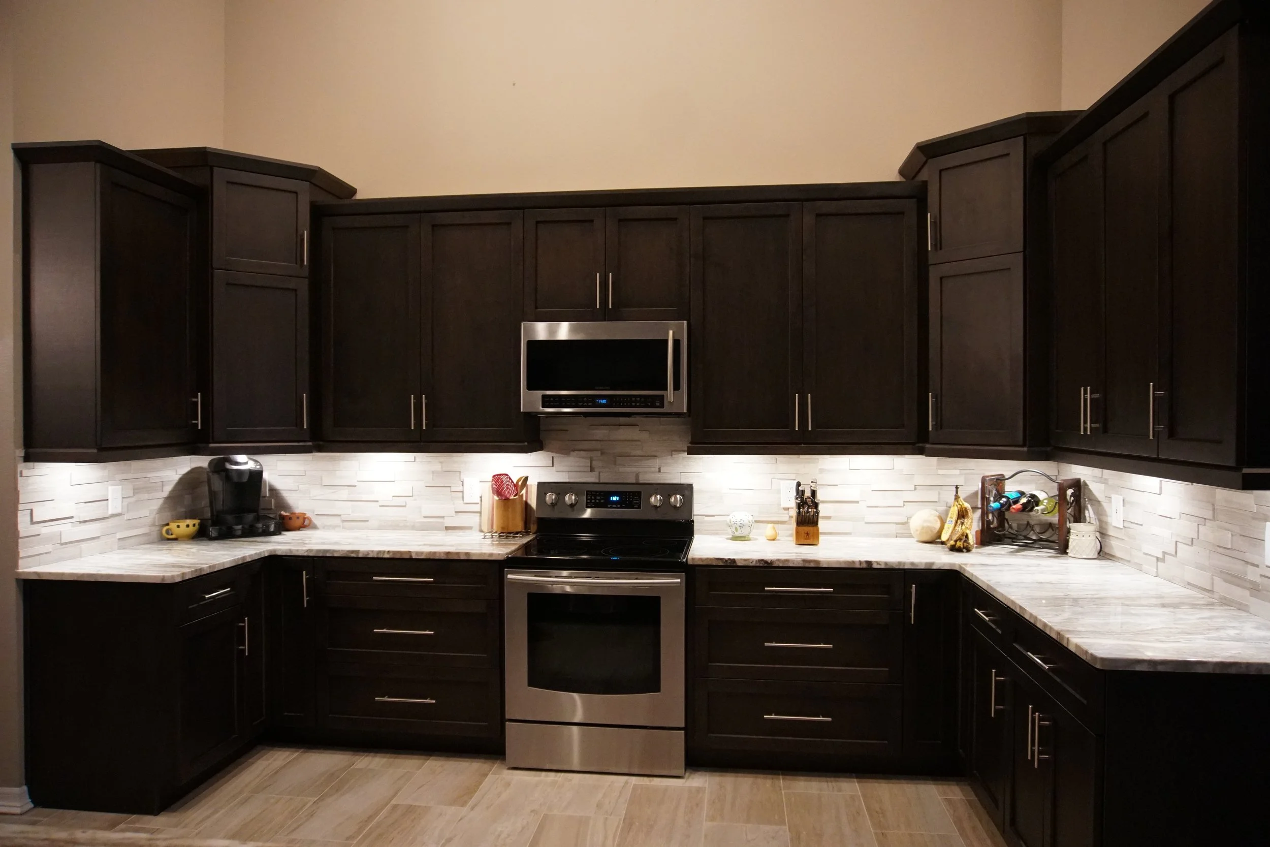 Office kitchen remodel with functional work space.